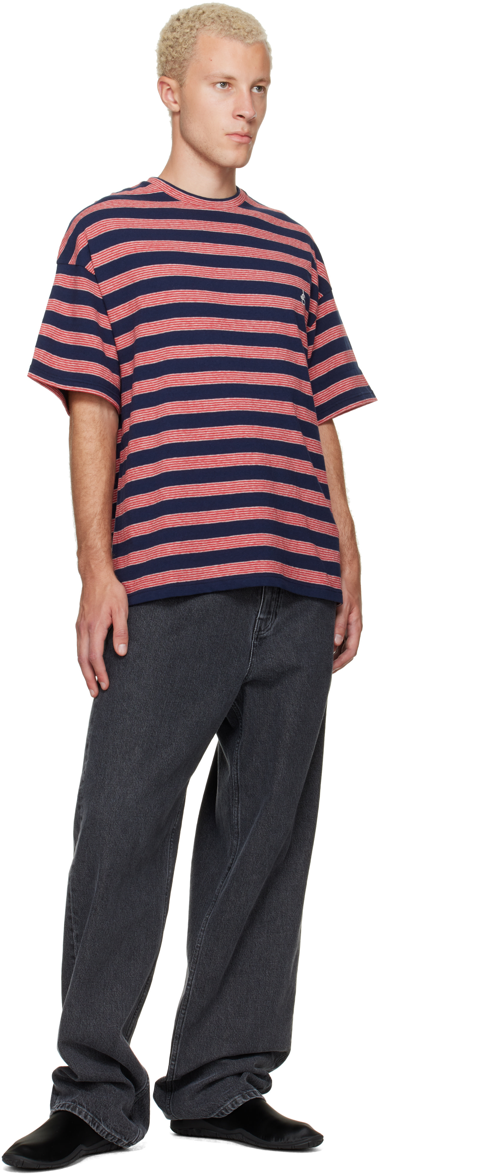 Jil Sander: Navy & Red Striped T-shirt | SSENSE