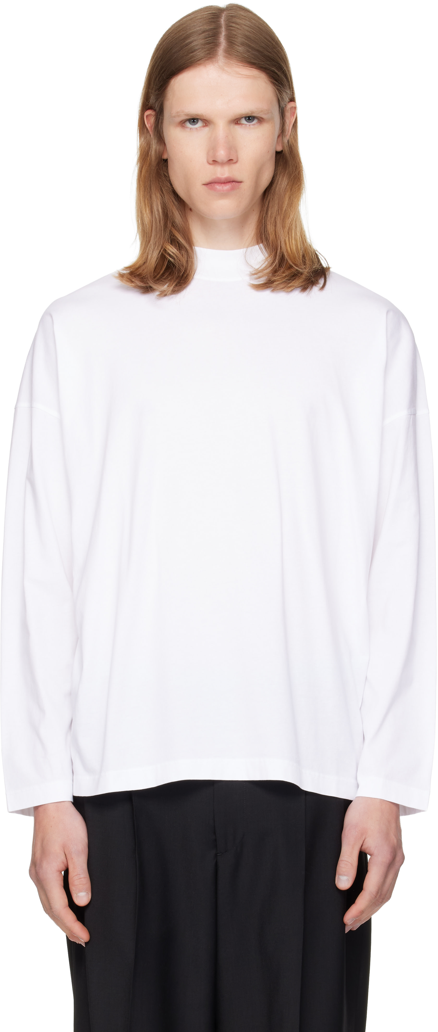 Jil Sander: White Cotton Mock-Neck T-shirt | SSENSE