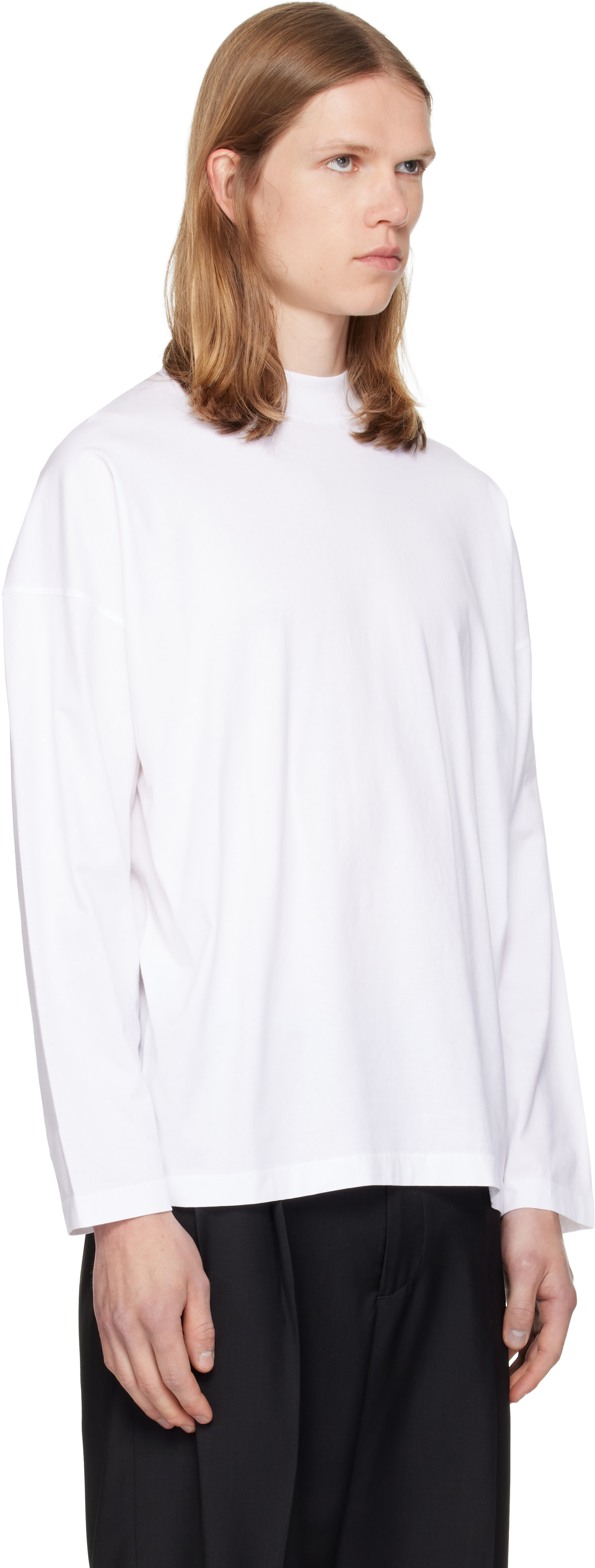 Jil Sander: White Cotton Mock-Neck T-shirt | SSENSE