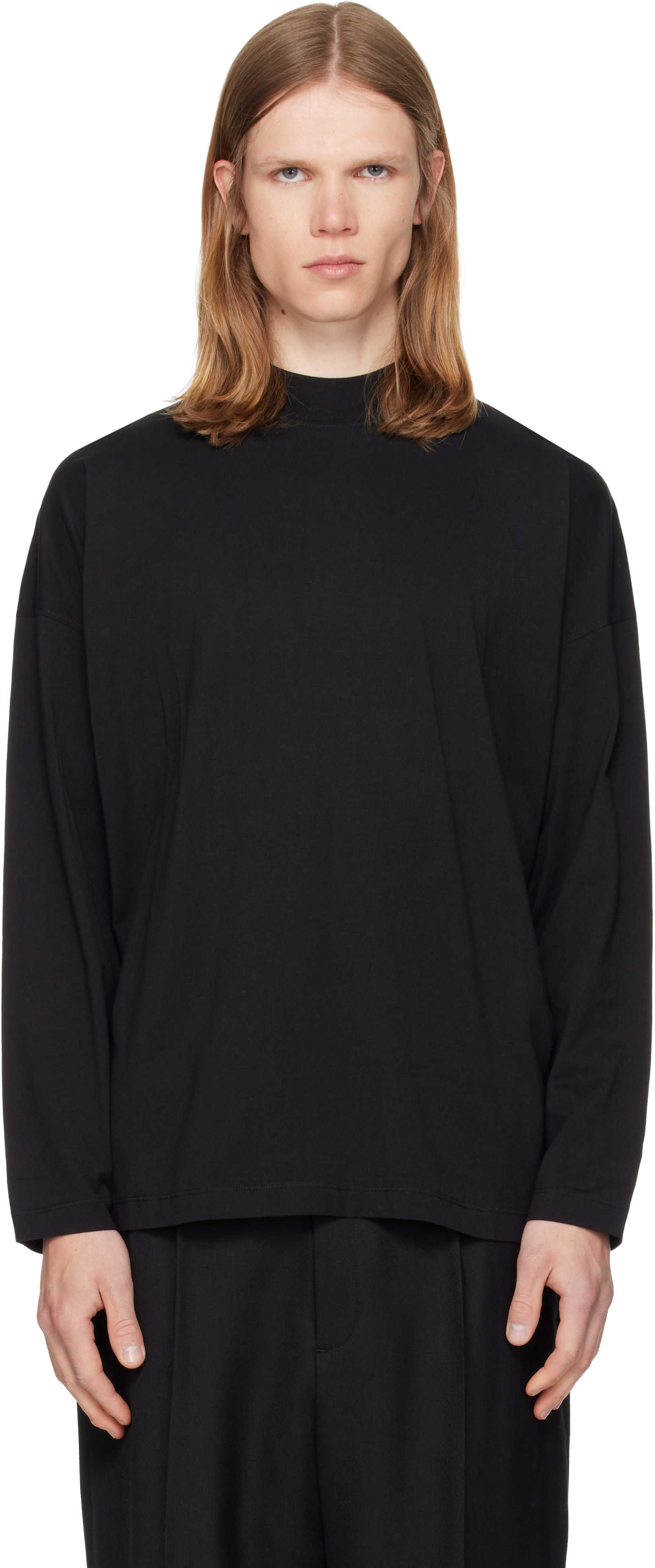 Jil Sander: Black Cotton Mock-Neck T-shirt | SSENSE