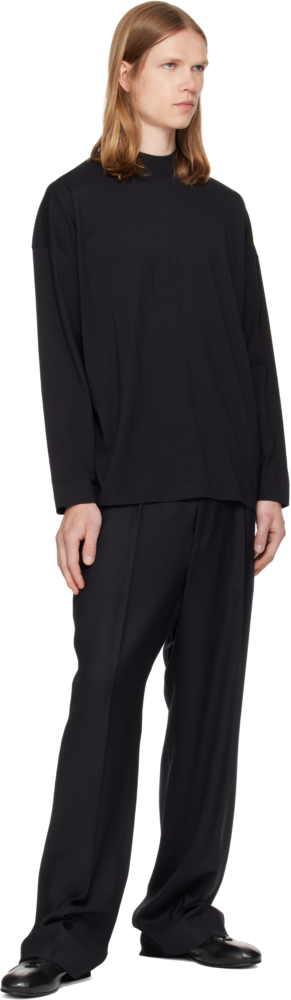 Jil Sander: Black Cotton Mock-Neck T-shirt | SSENSE