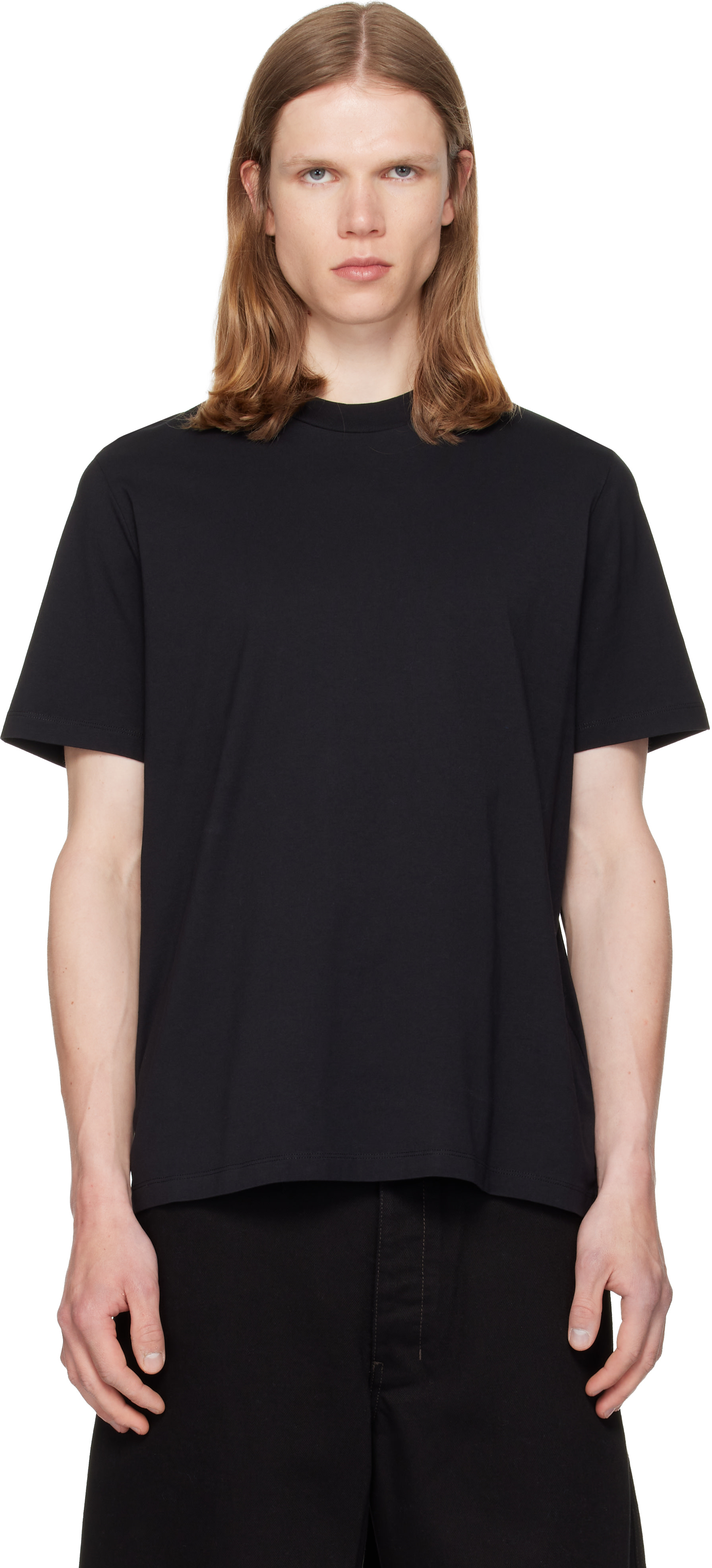 Jil Sander: ブラック クルーネックTシャツ | SSENSE 日本
