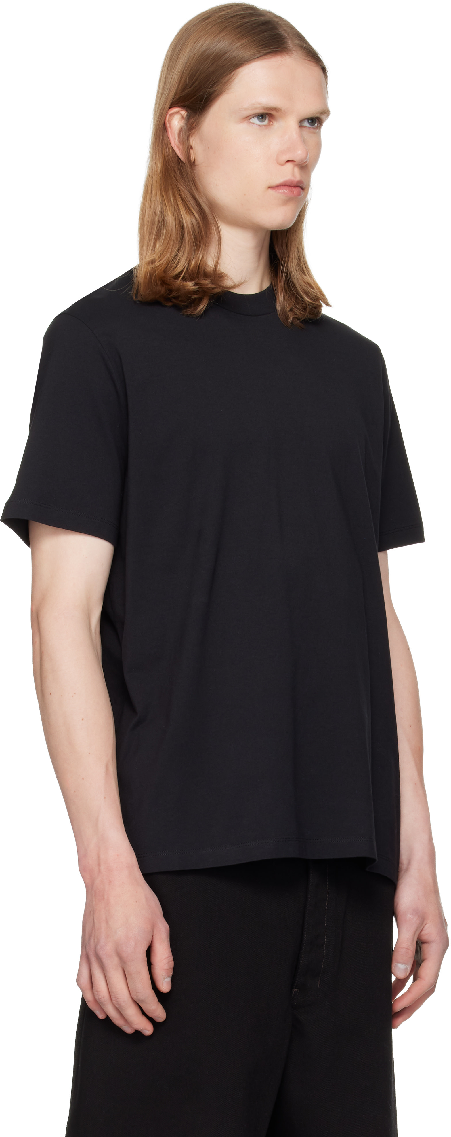 Jil Sander: ブラック クルーネックTシャツ | SSENSE 日本