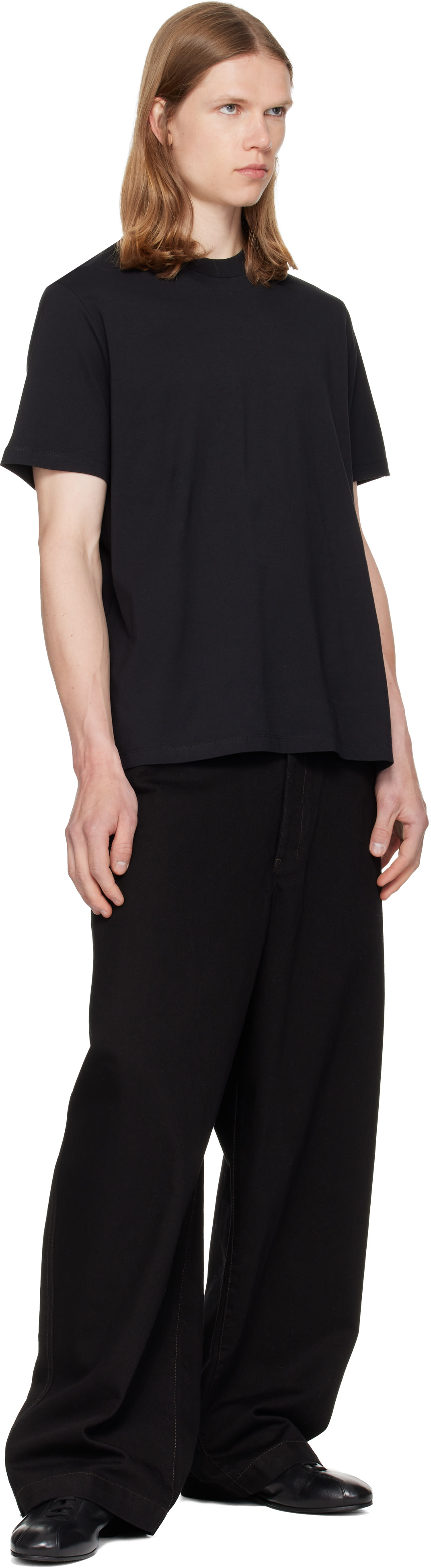 Jil Sander: ブラック クルーネックTシャツ | SSENSE 日本