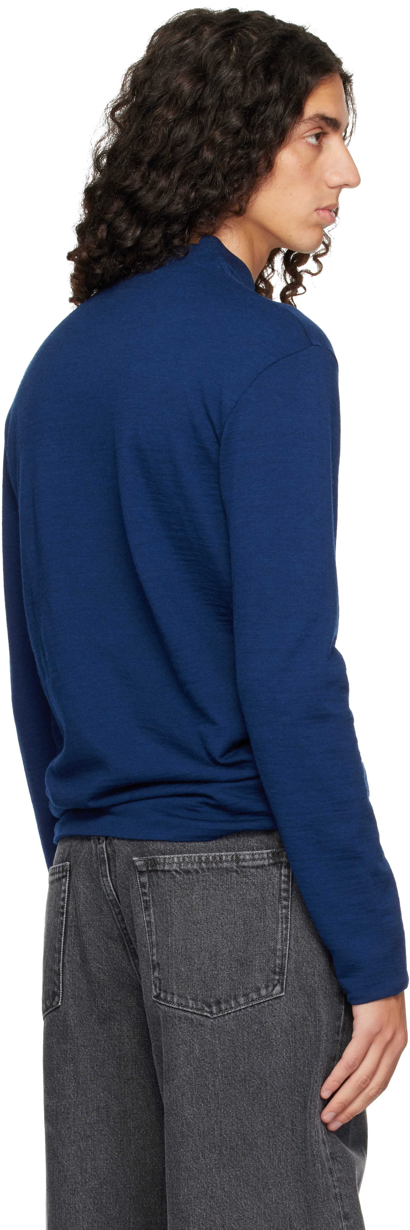 Jil Sander - ブルー モックネック LS Tシャツ