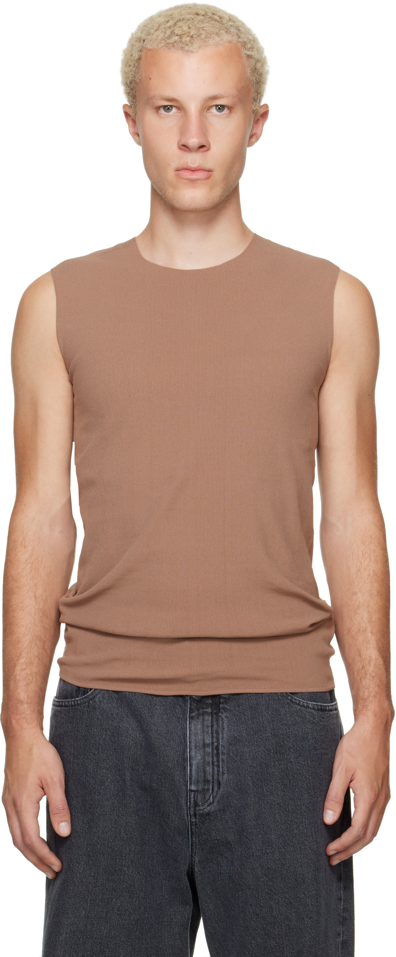 Jil Sander - Tan Ribbed Tank Top
