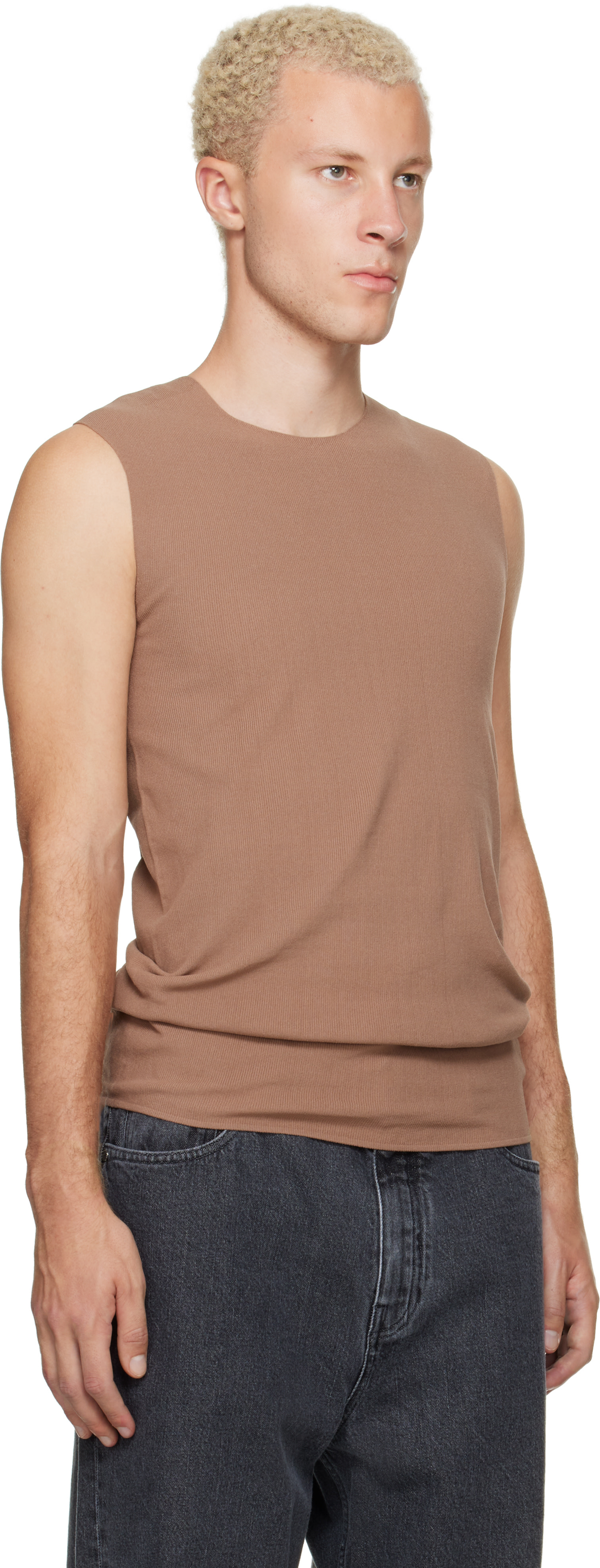 Jil Sander - Tan Ribbed Tank Top