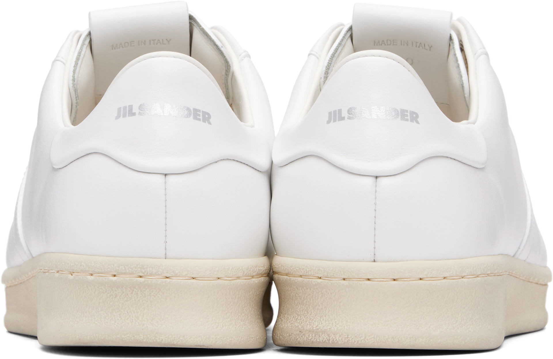 Jil Sander - Baskets blanches en cuir de veau