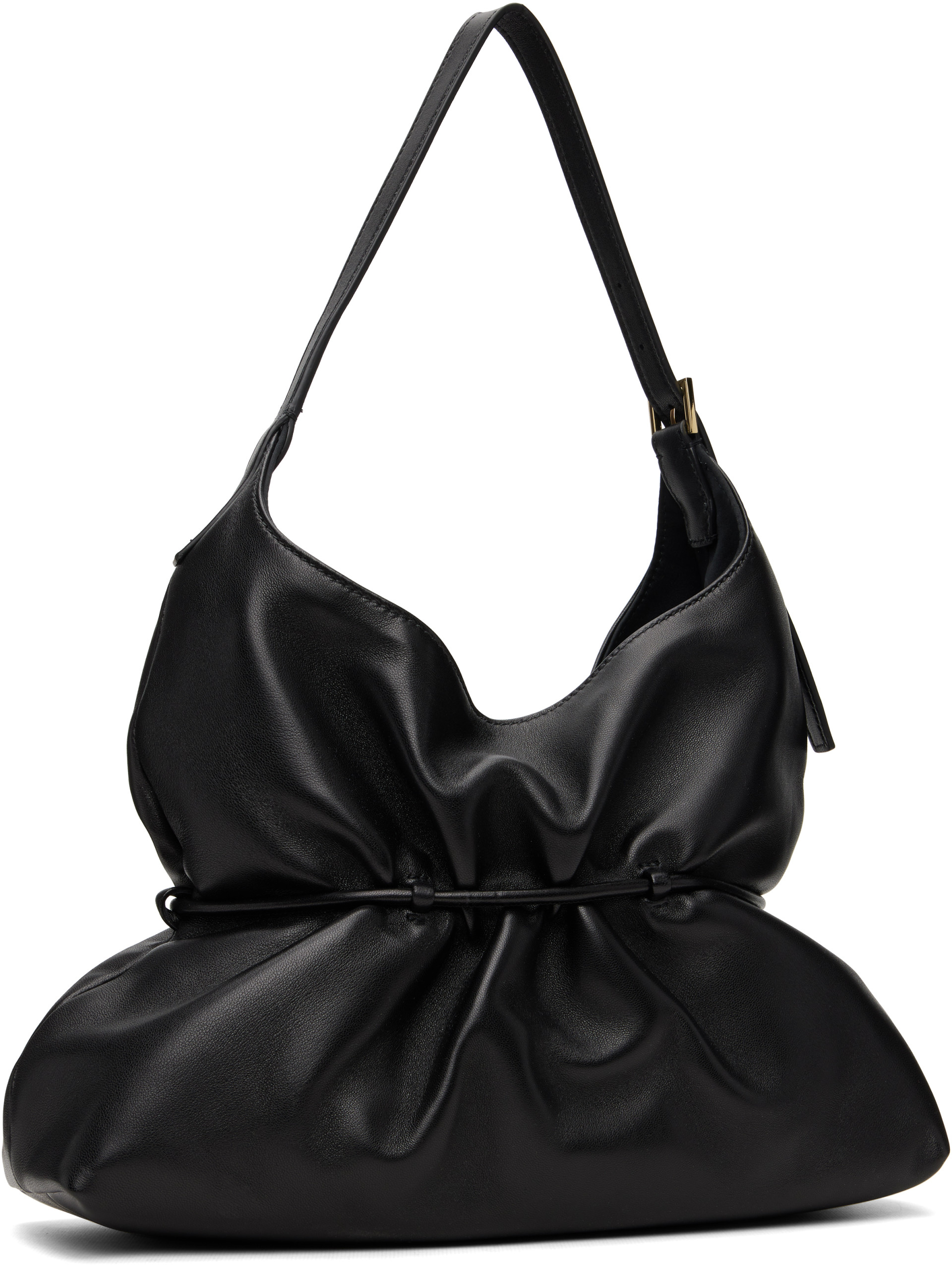 BALMAIN - Black Sphynx Medium Smooth Leather Bag