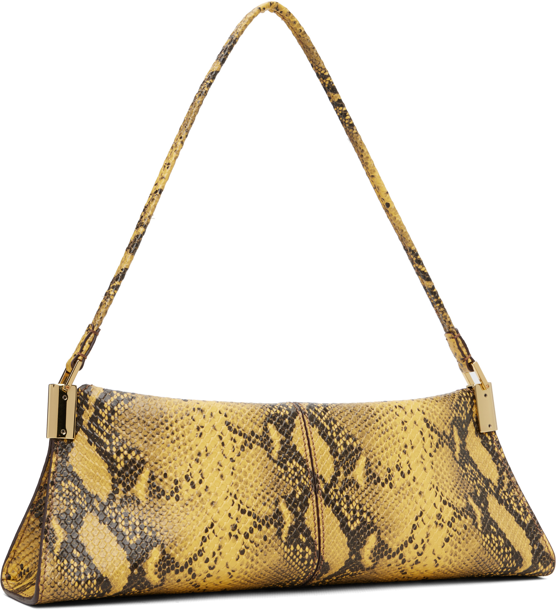 BALMAIN - Yellow & Black 64-83 Small Python-Effect Leather Bag