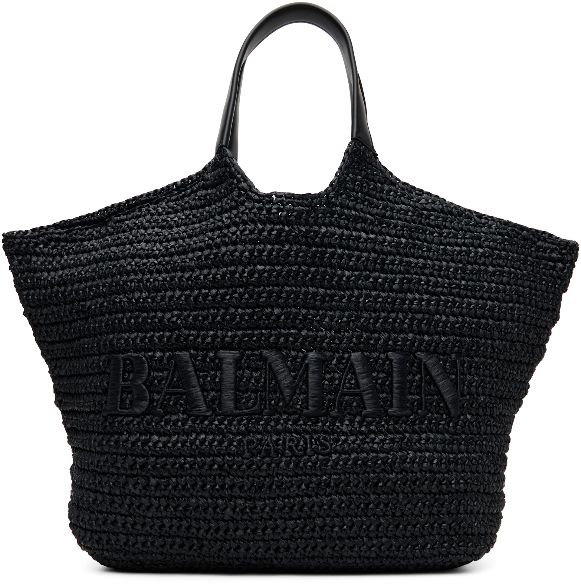 Balmain - Cabas noir en crochet à logo
