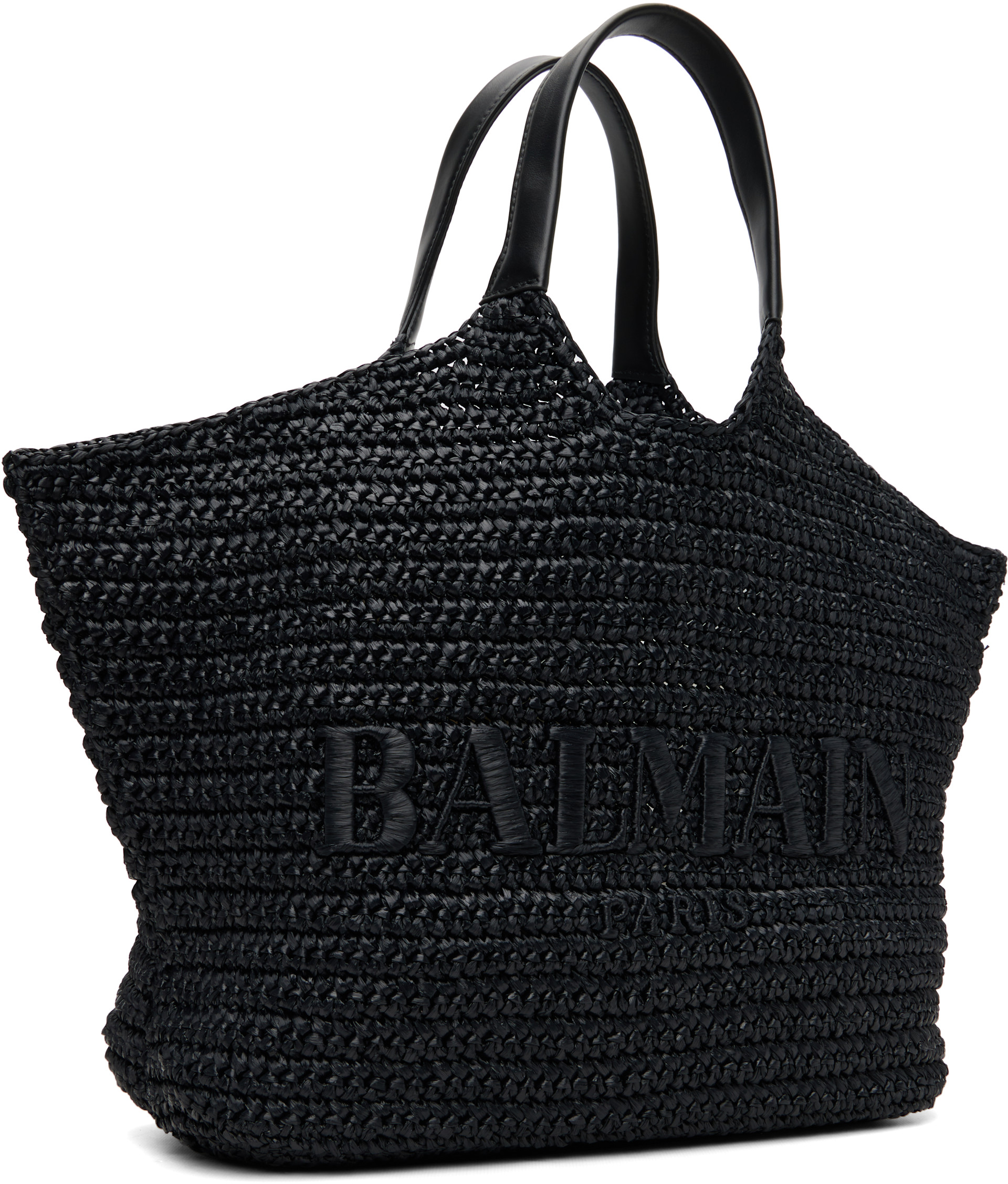 Balmain - Cabas noir en crochet à logo
