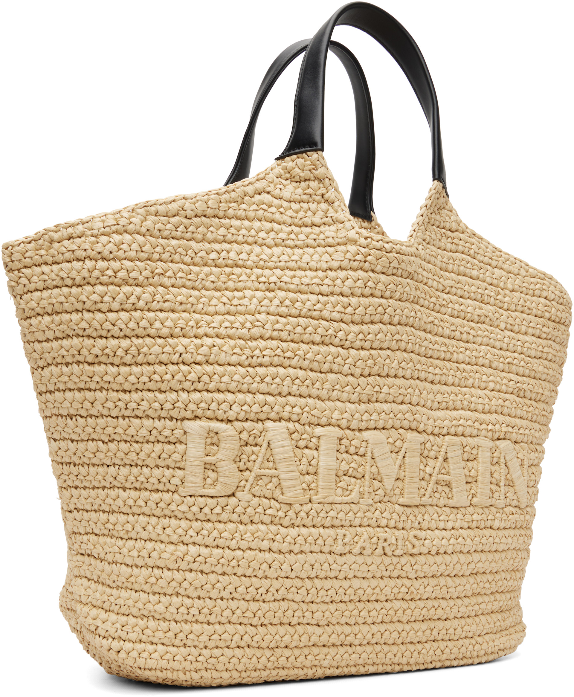 Balmain - Cabas beige en crochet à logo
