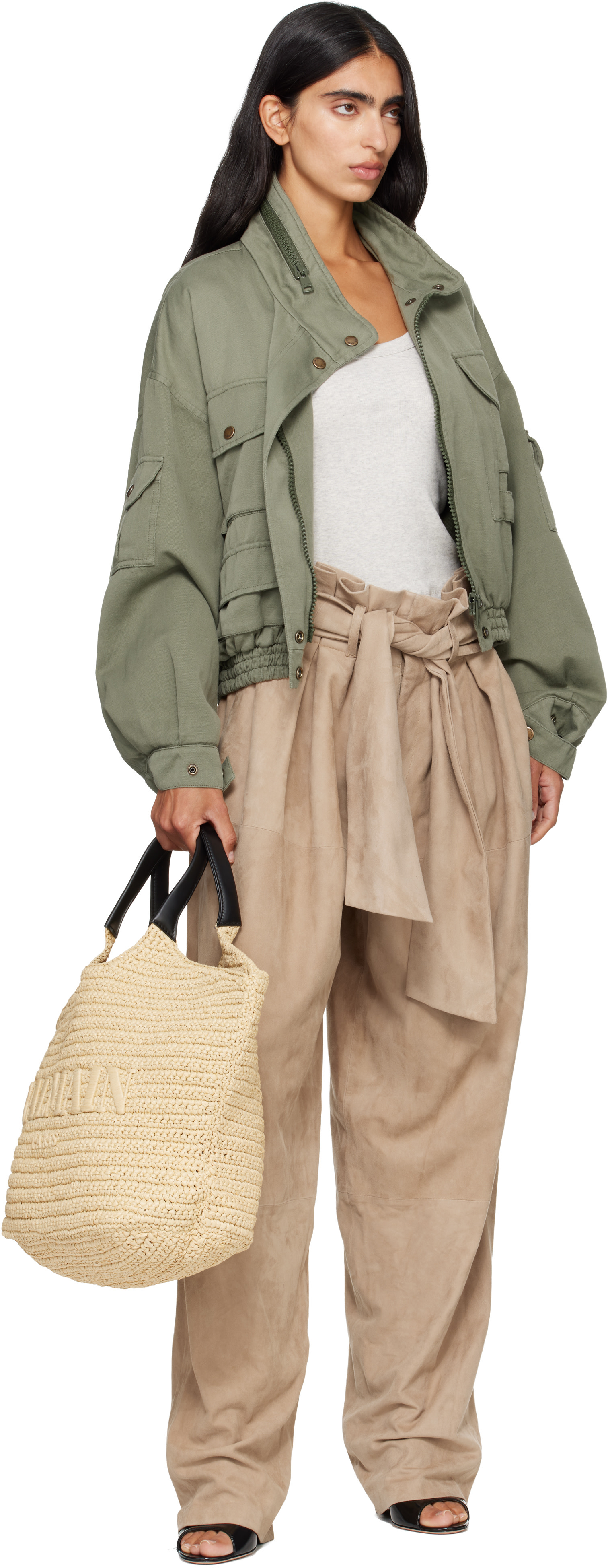 Balmain - Cabas beige en crochet à logo