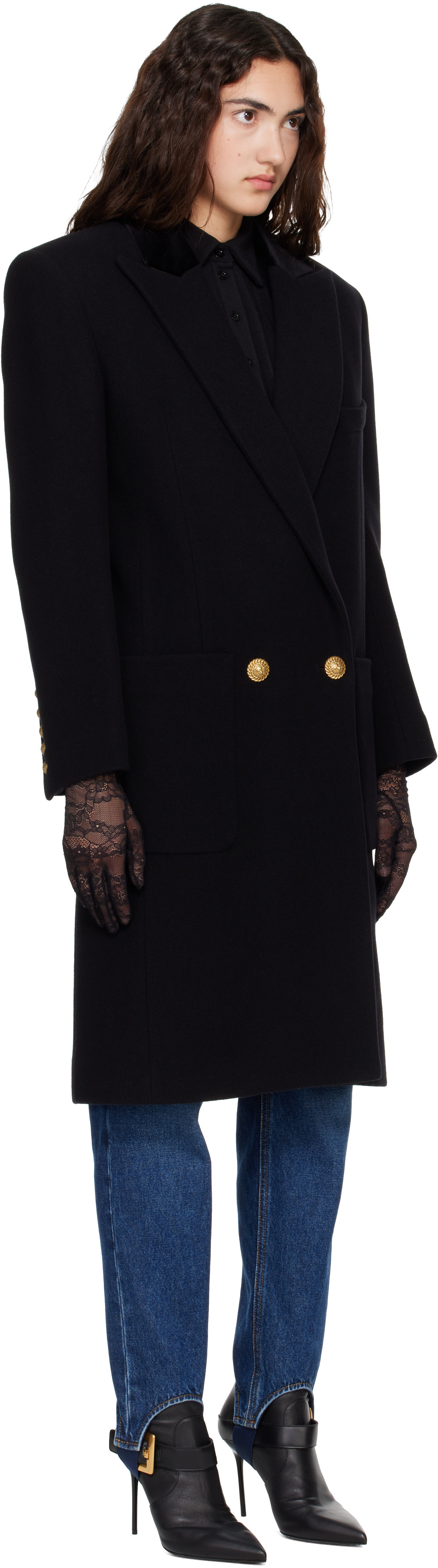 BALMAIN - Black Long Wool Coat