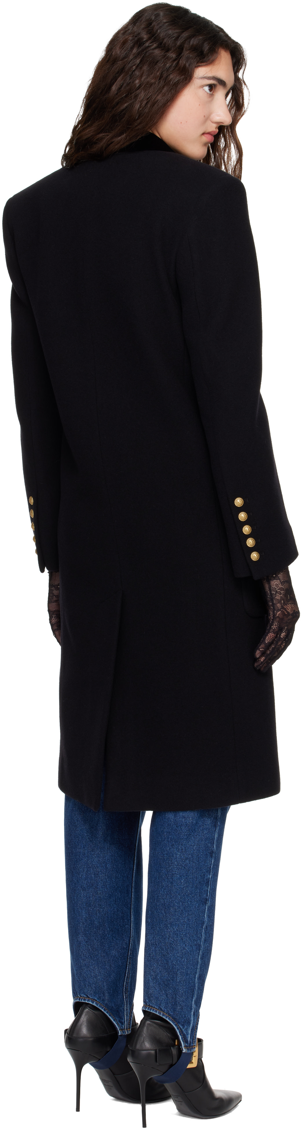 BALMAIN - Black Long Wool Coat