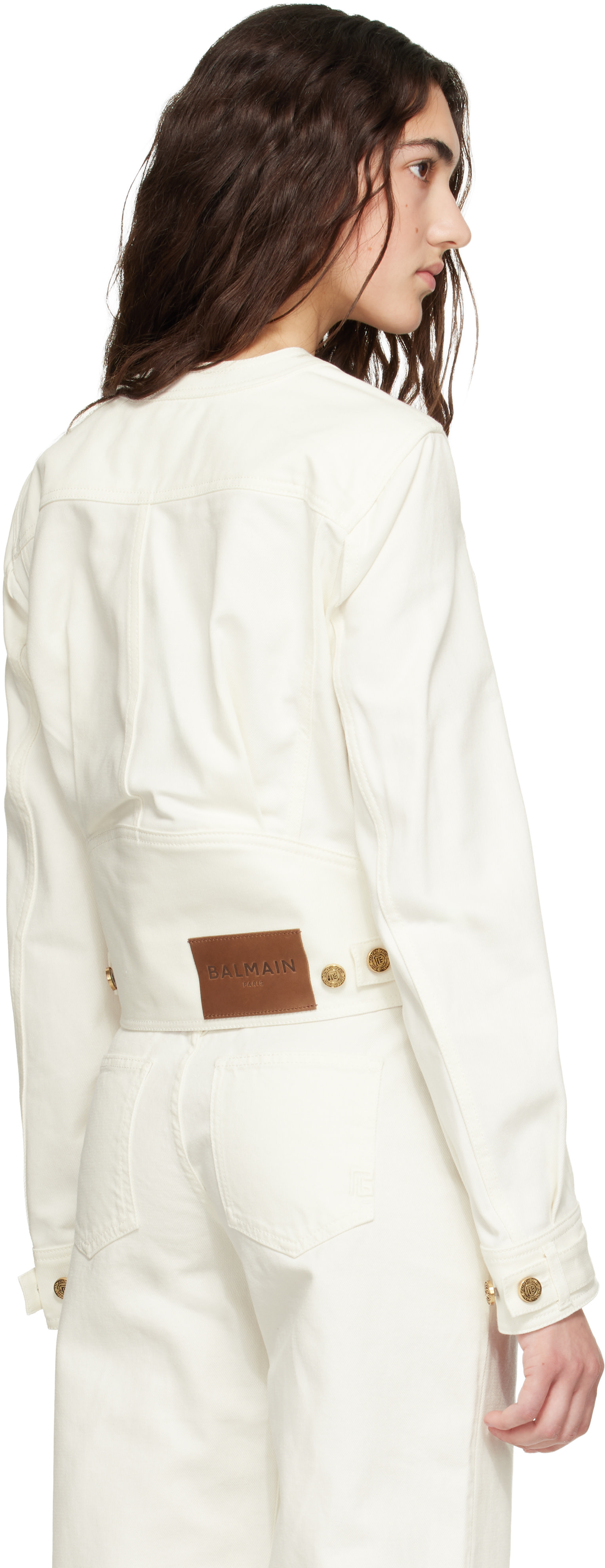 Balmain - 오프 화이트 패치 포켓 데님 재킷