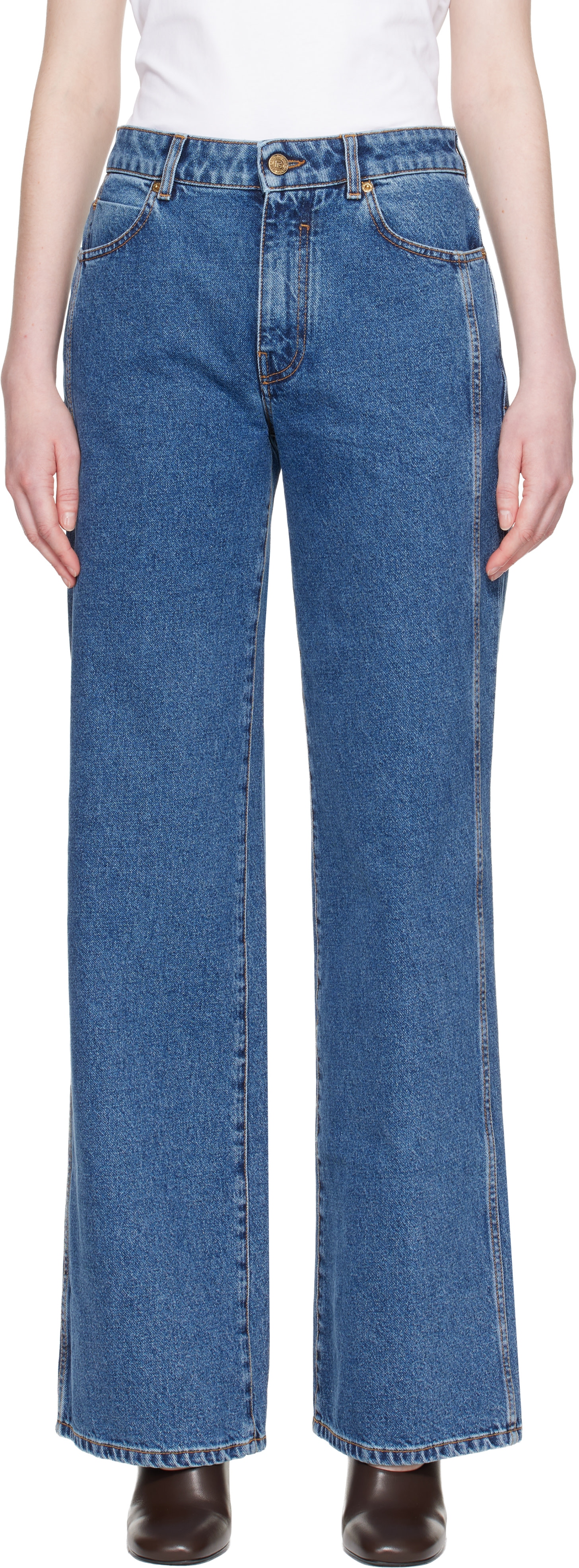 Balmain - Jean droit bleu en denim