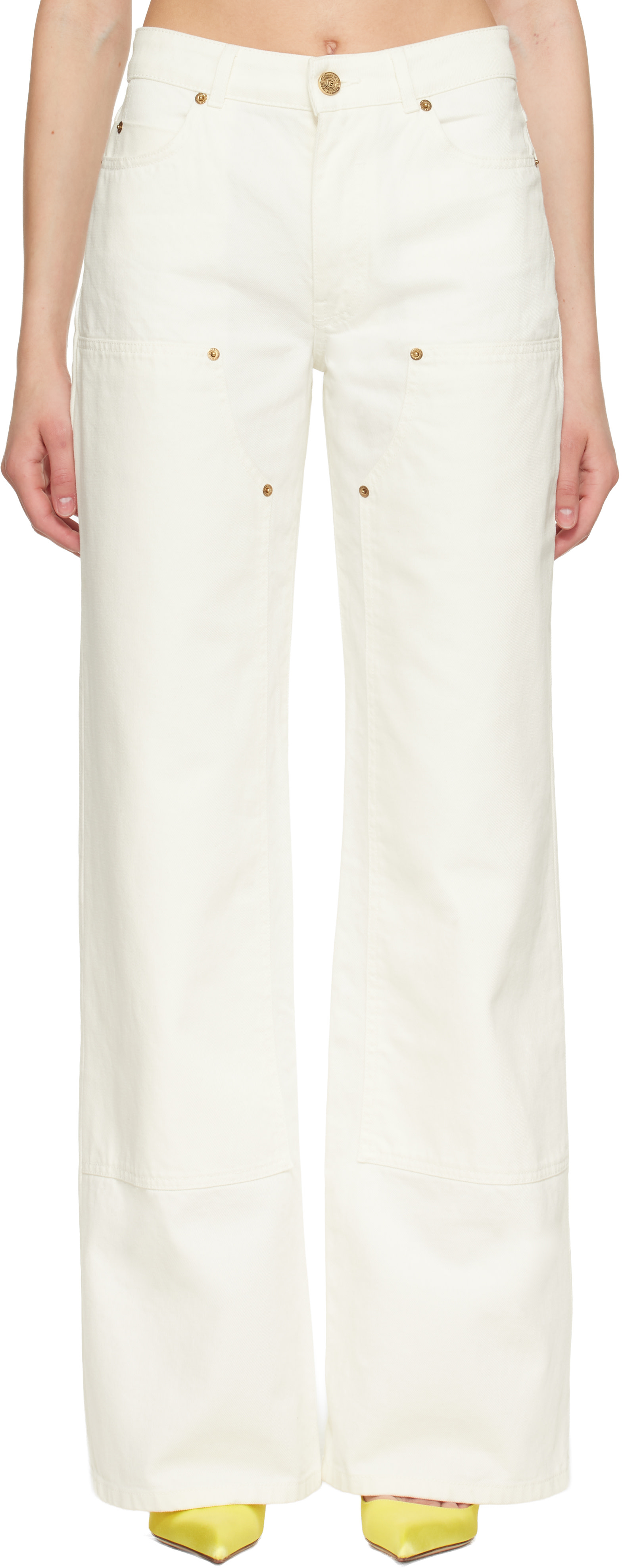 BALMAIN: Off-White Loose-Fit Denim Jeans | SSENSE