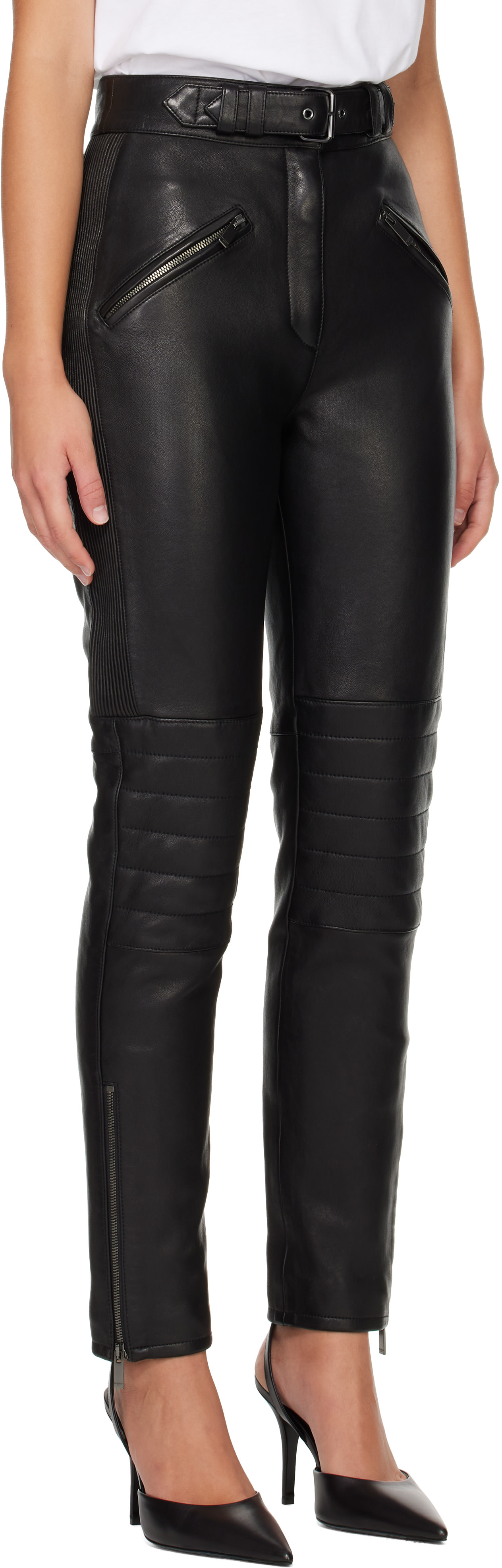 Balmain - ブラック Biker レザーパンツ