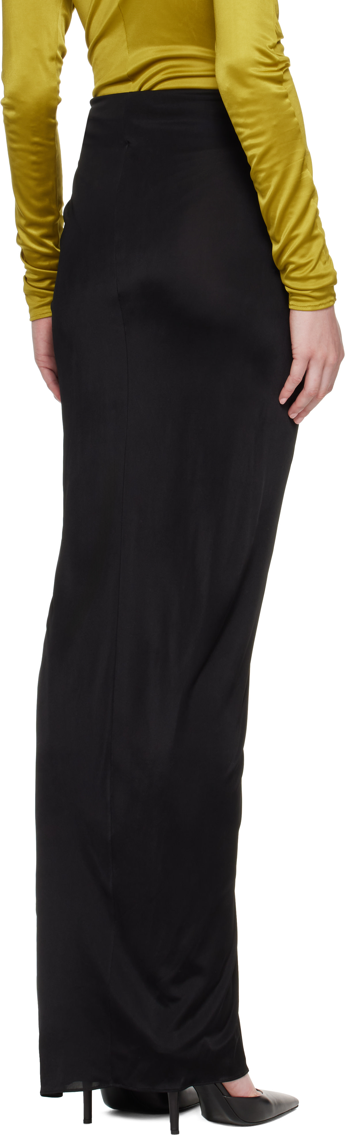 Balmain - Jupe longue drapée noire à fente