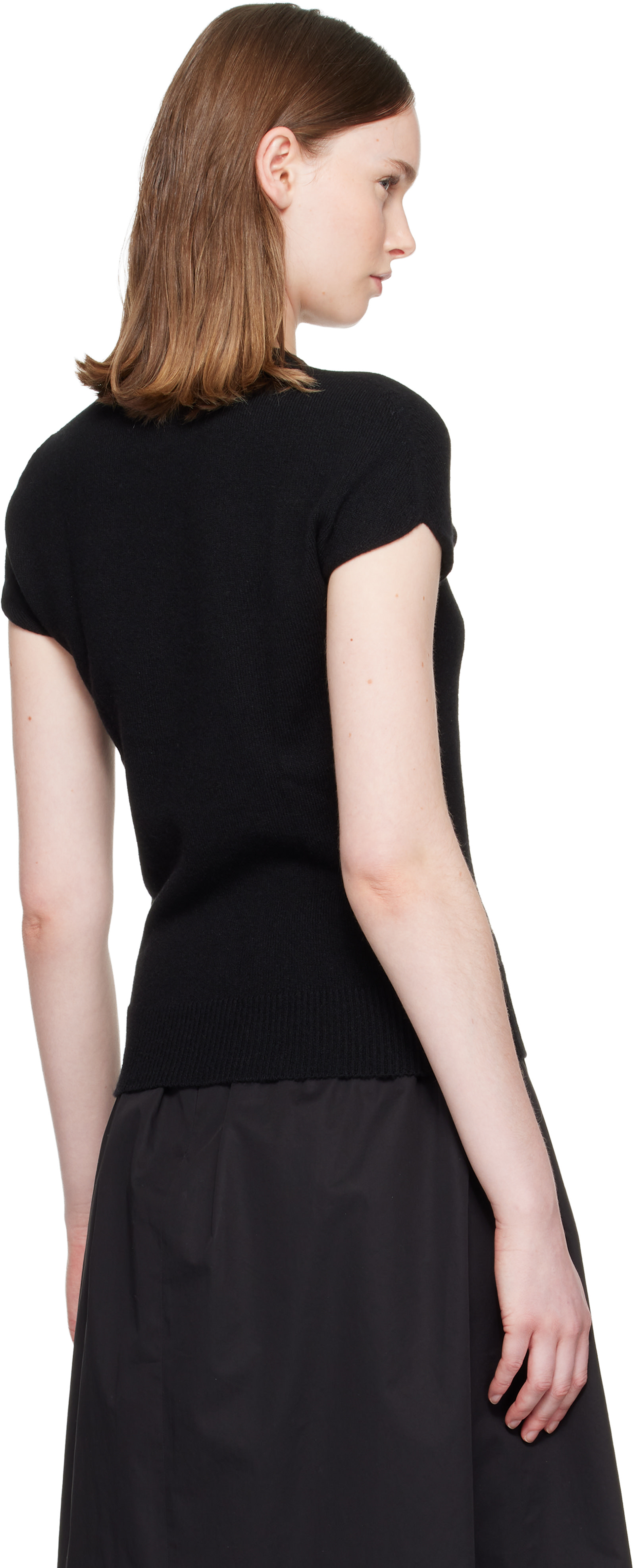 Balmain - Pull à manches courtes noir en cachemire