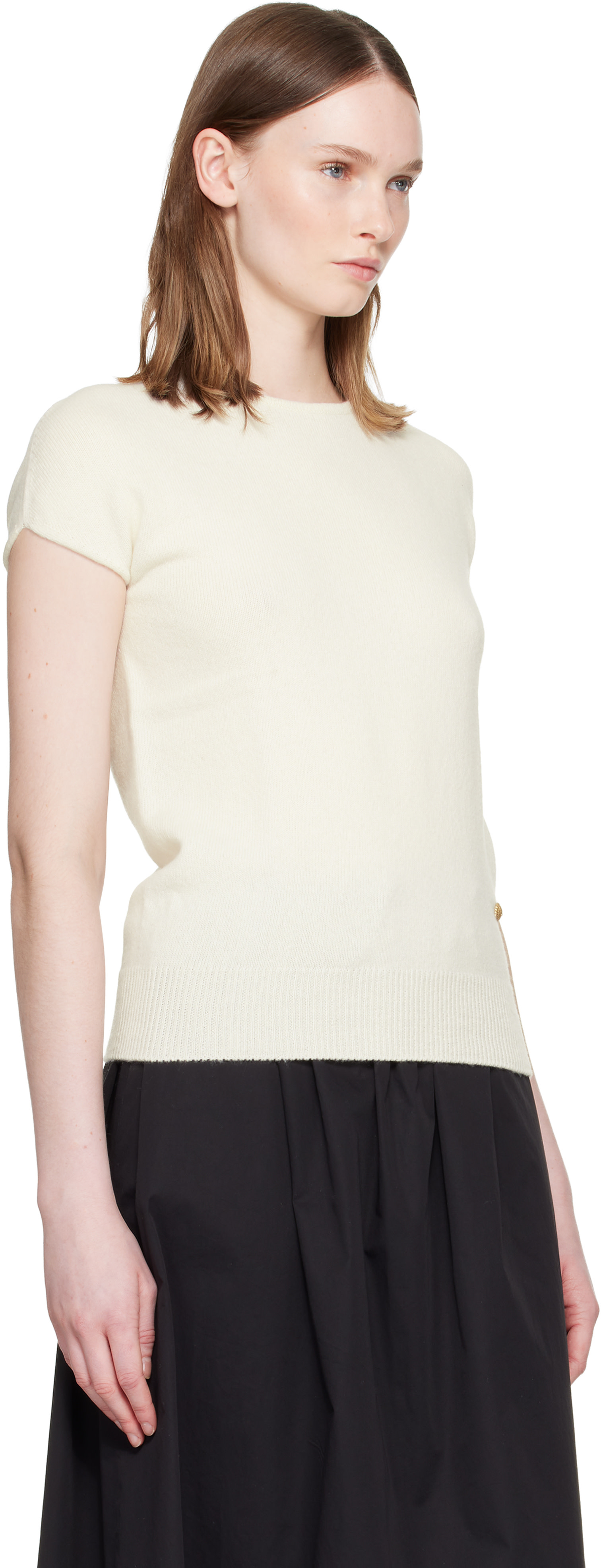 Balmain - Pull à manches courtes blanc en cachemire