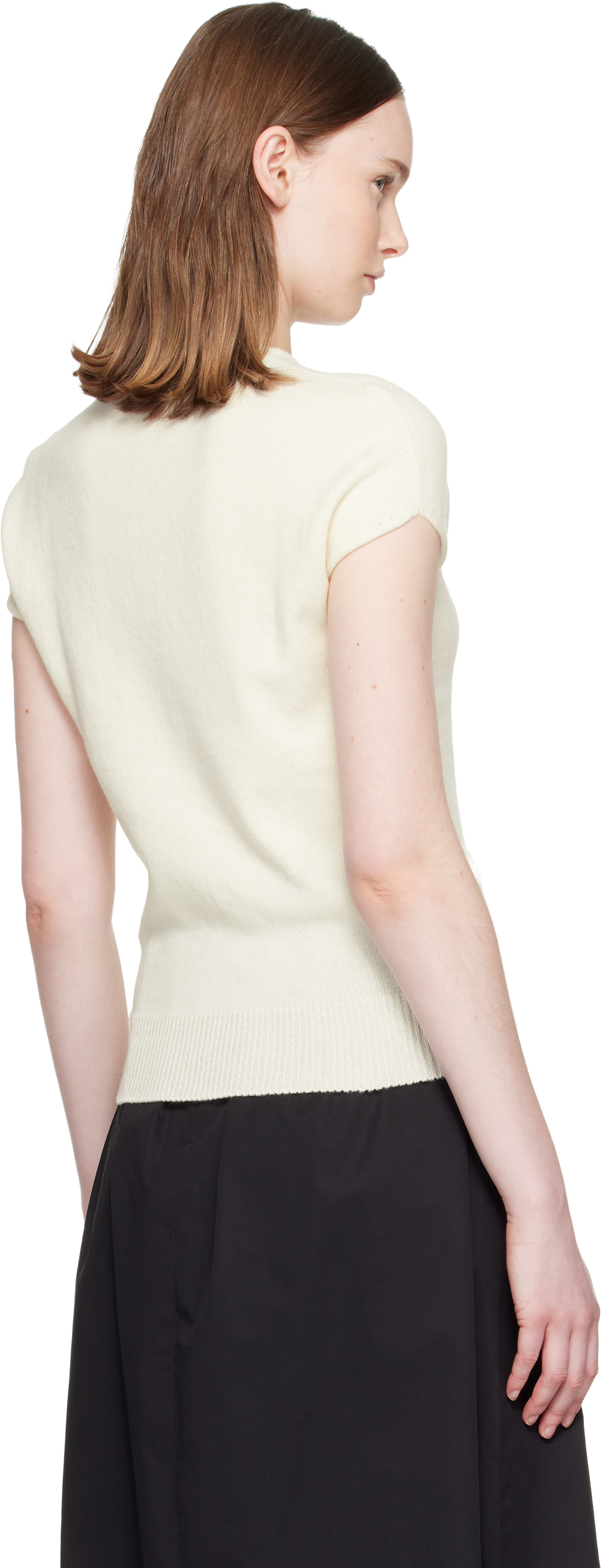 Balmain - Pull à manches courtes blanc en cachemire