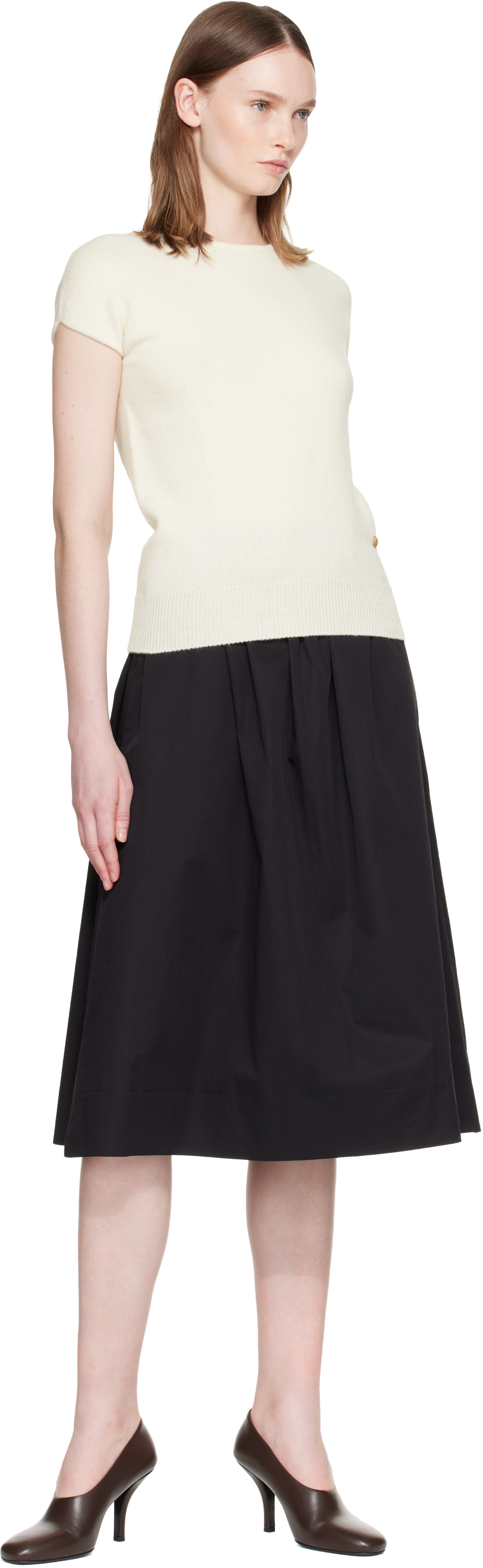 Balmain - Pull à manches courtes blanc en cachemire