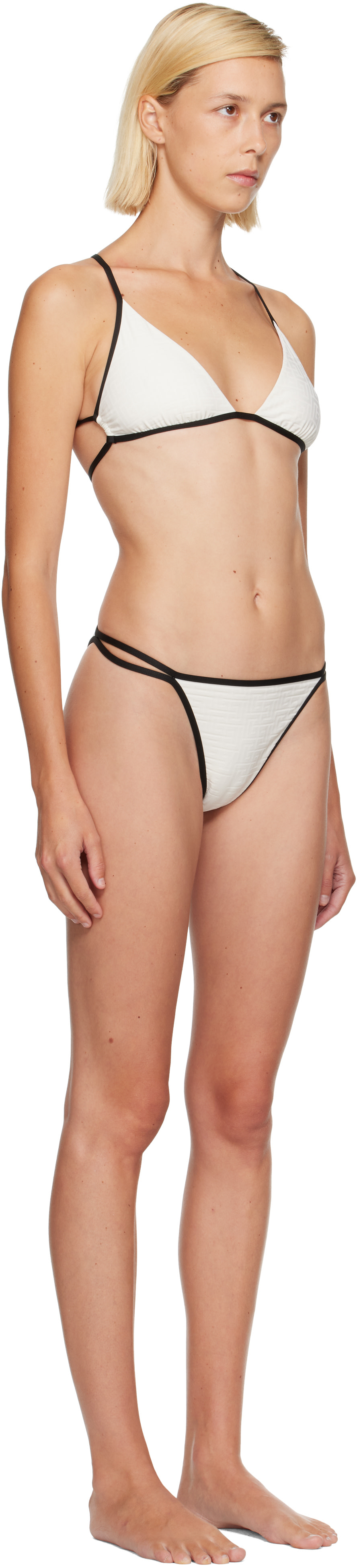 BALMAIN - Off-White Monogram Lycra Bikini
