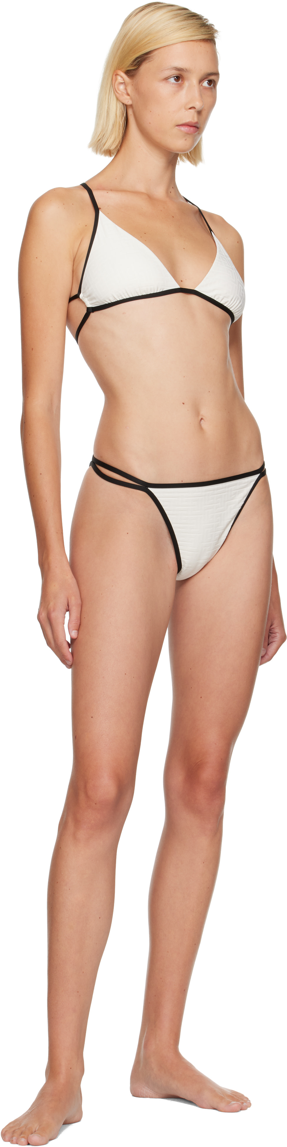 BALMAIN - Off-White Monogram Lycra Bikini