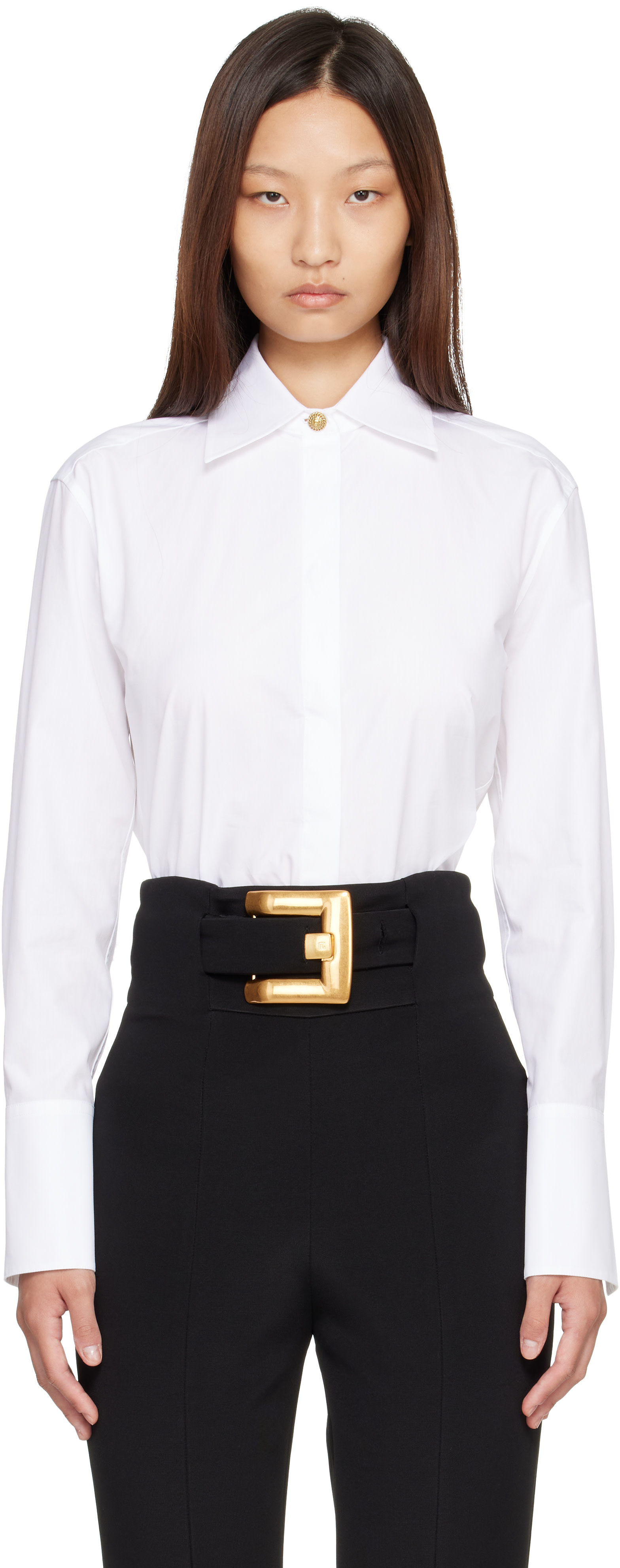 Balmain - Chemise blanche en popeline de coton