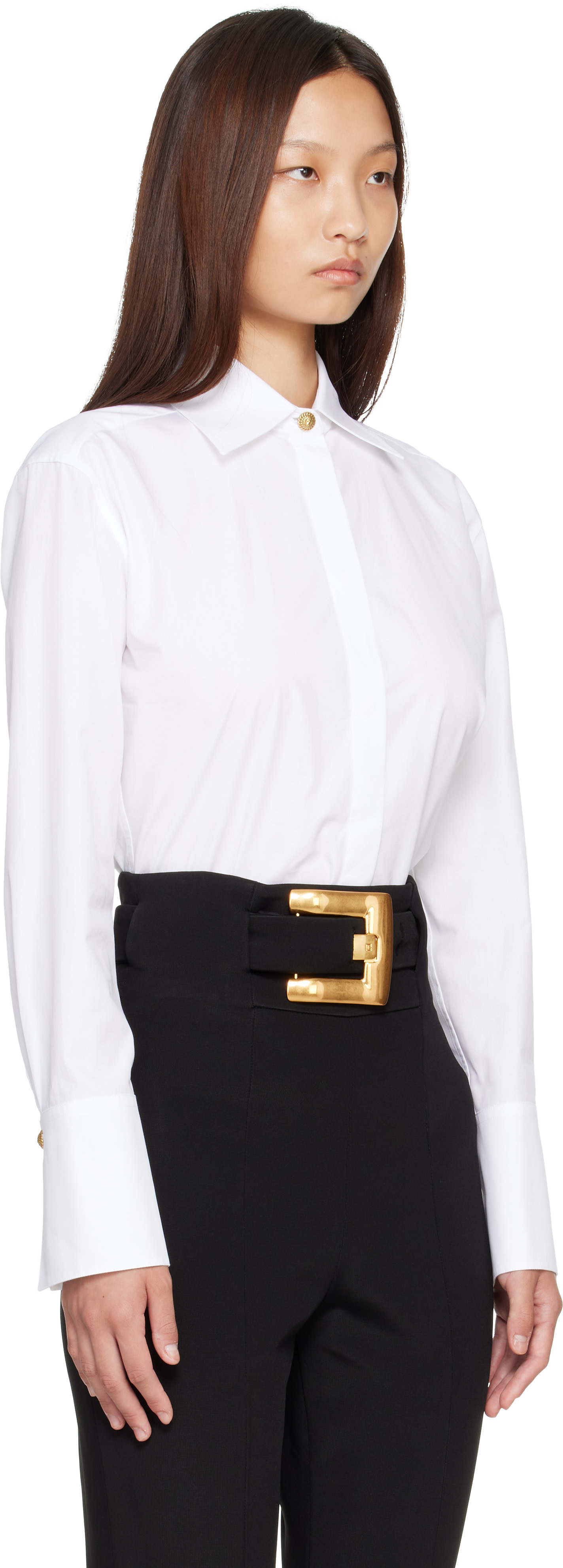 Balmain - Chemise blanche en popeline de coton