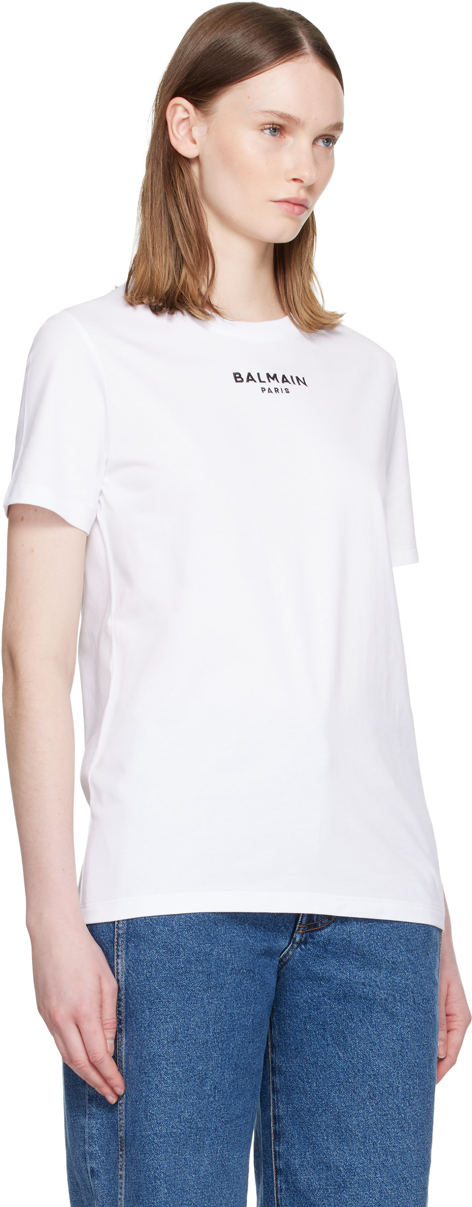 Balmain: ホワイト 'Balmain Paris' プリントTシャツ | SSENSE 日本