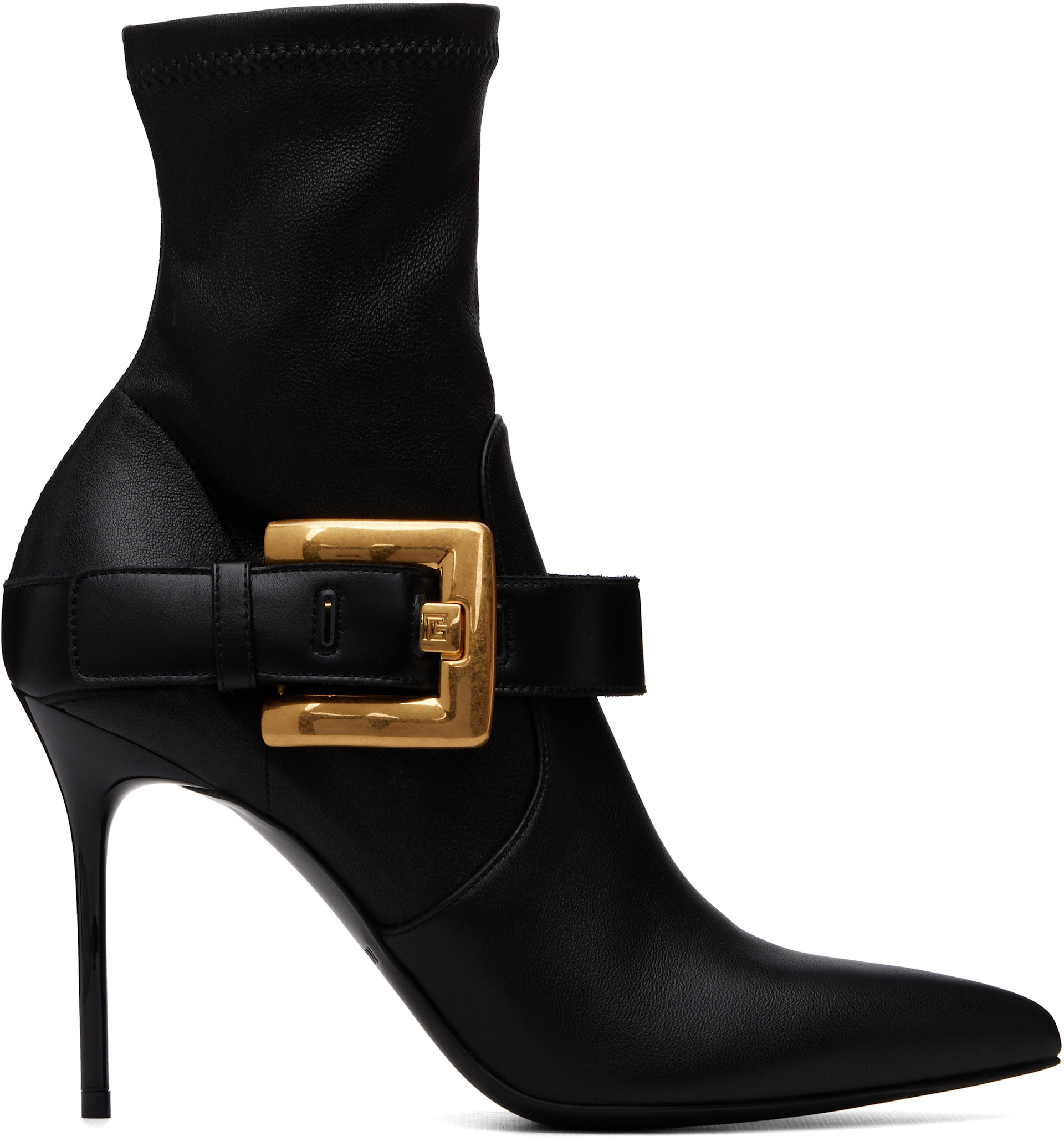 Balmain - Bottines Anthem noires en cuir extensible