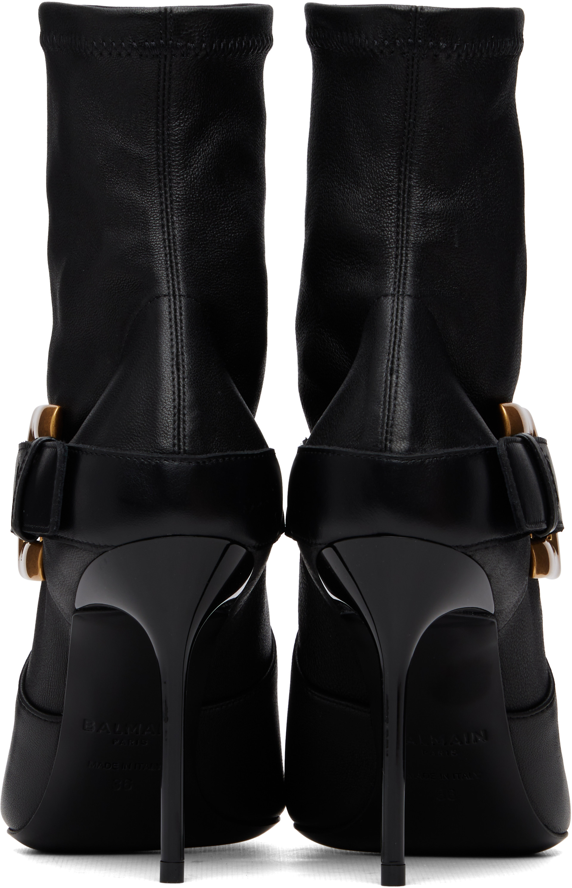 Balmain - Bottines Anthem noires en cuir extensible