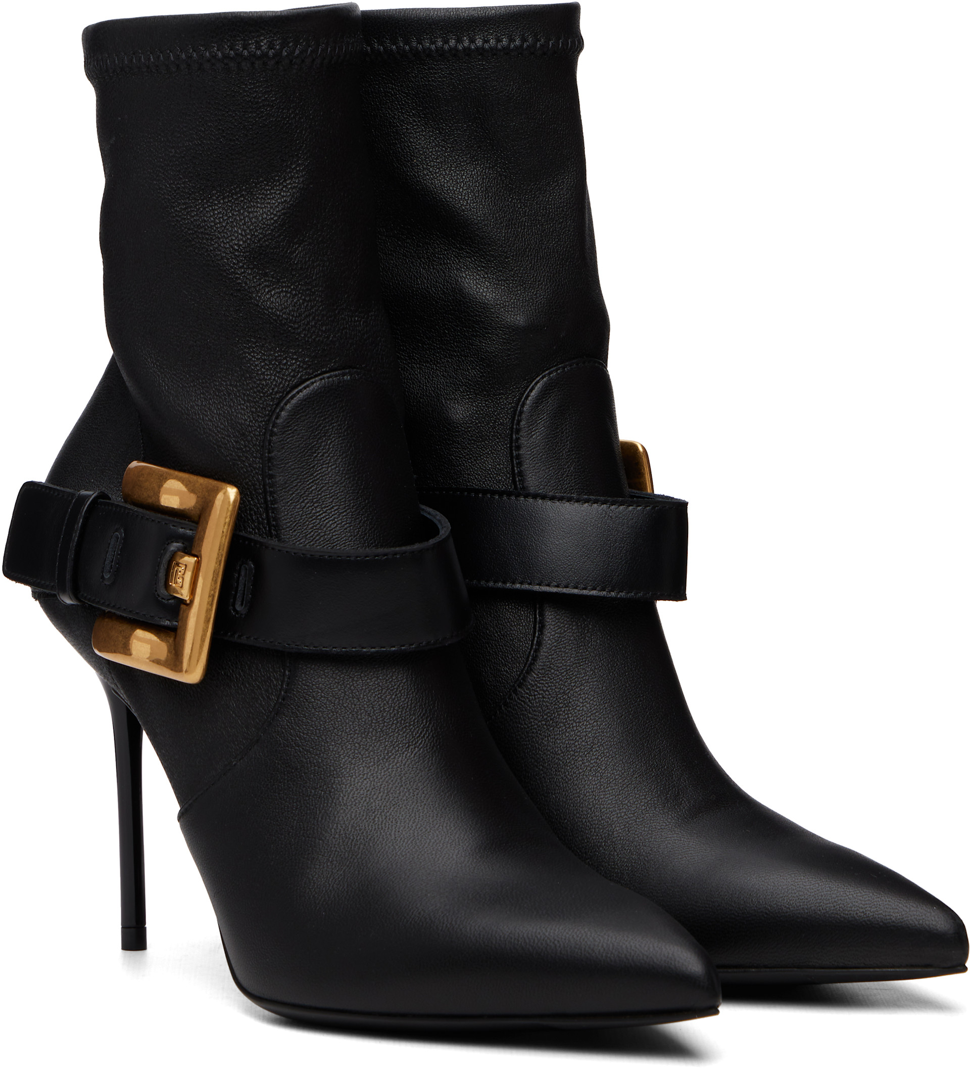 Balmain - Bottines Anthem noires en cuir extensible