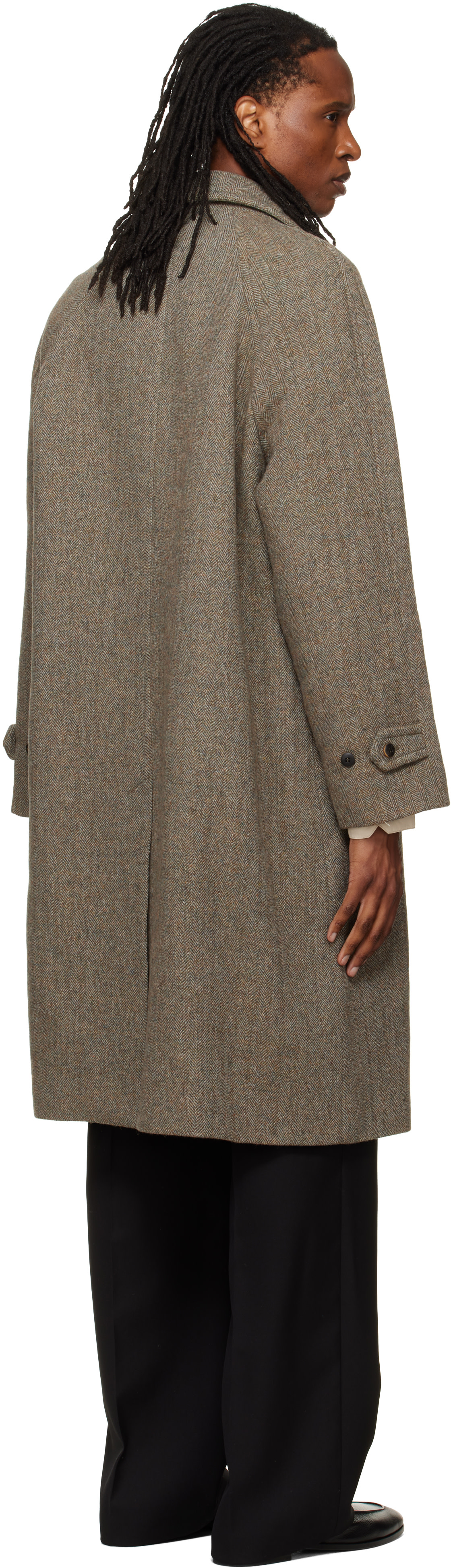 TONYWACK - Beige Herringbone Wool Raglan Coat