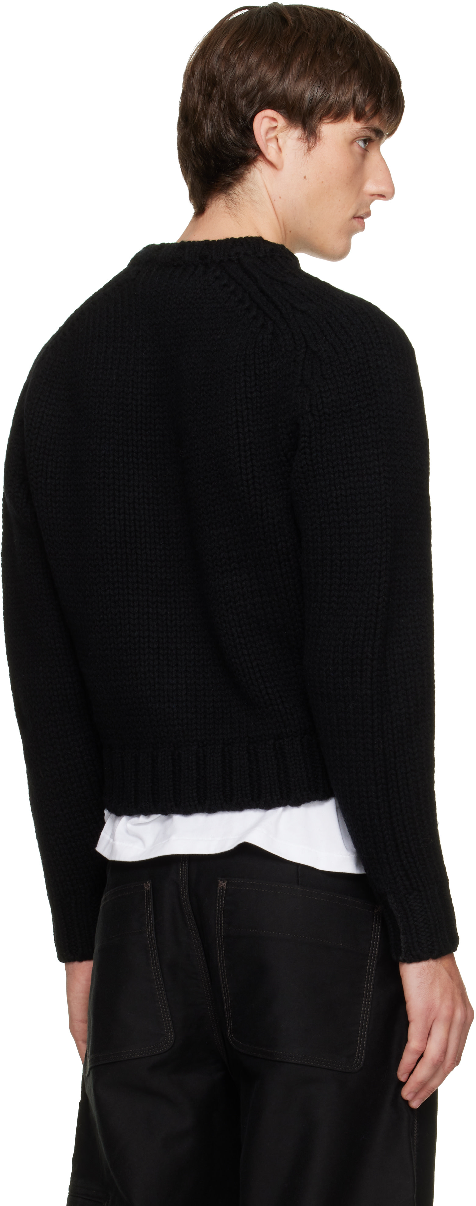 TONYWACK - Black Shetland Wool Knitted Zip Jacket