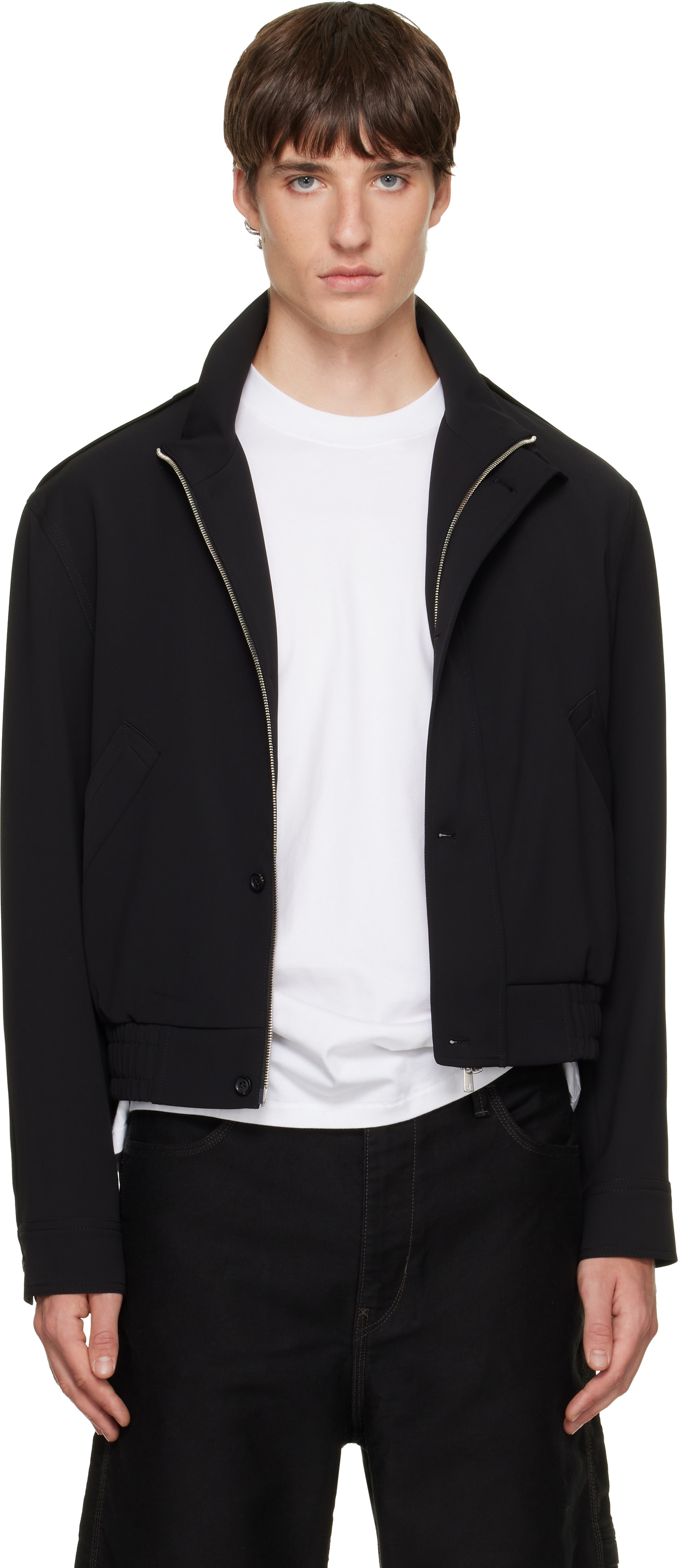TONYWACK - Black Stand Collar Epaulette Jacket