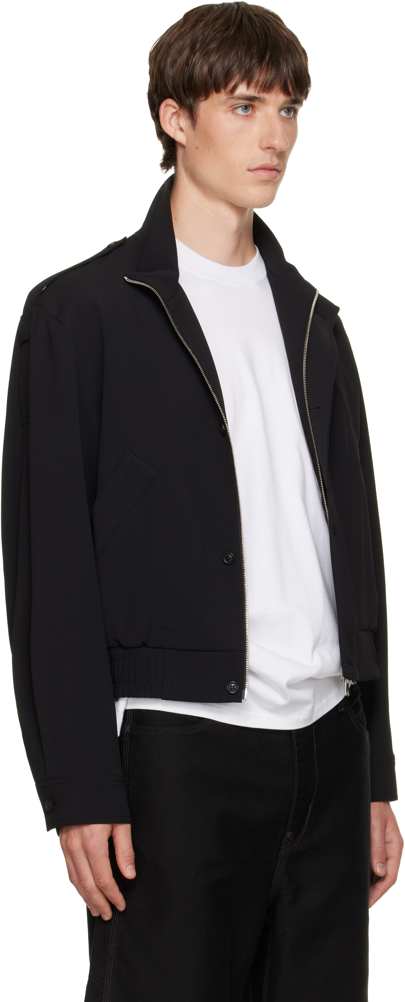 TONYWACK - Black Stand Collar Epaulette Jacket