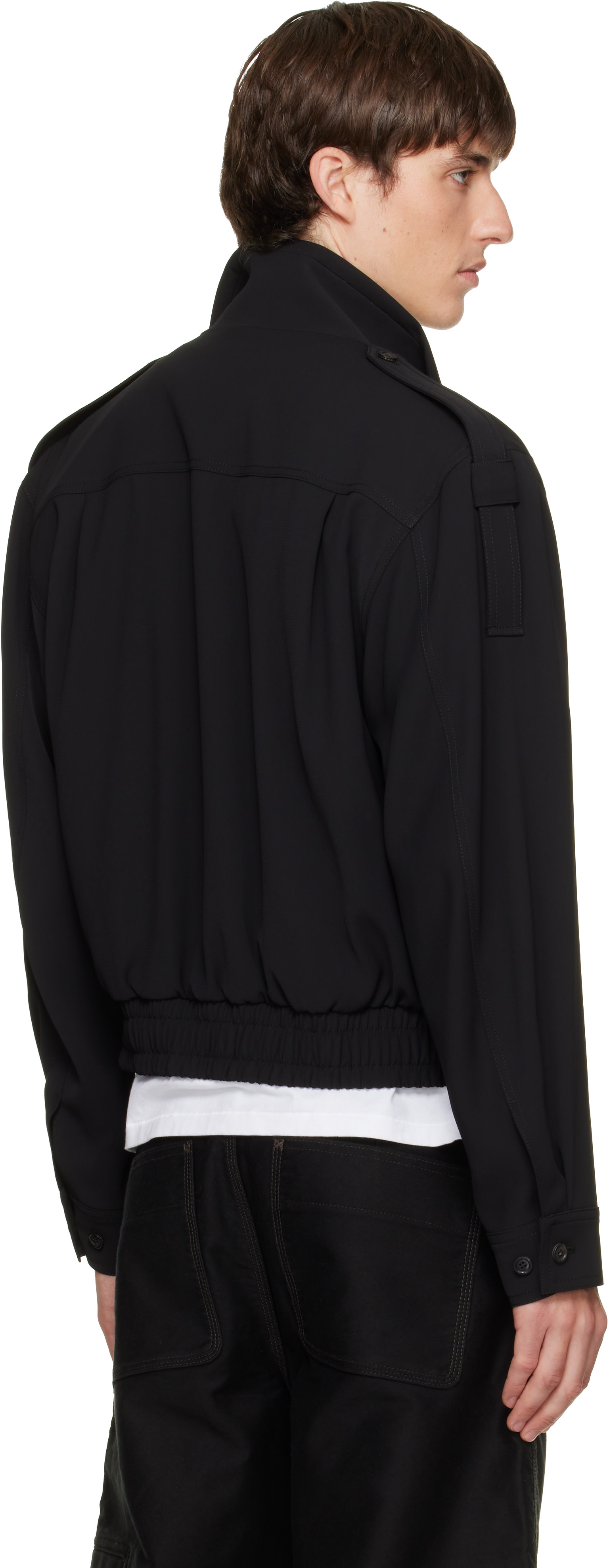 TONYWACK - Black Stand Collar Epaulette Jacket