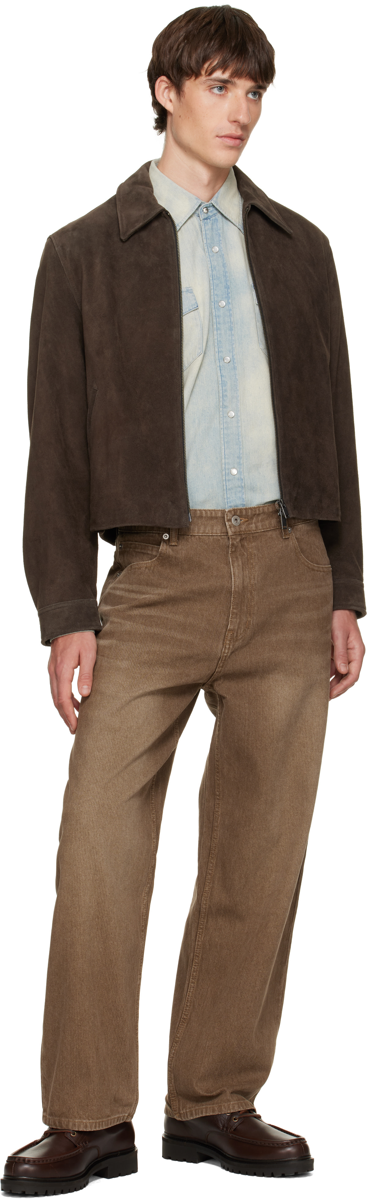 TONYWACK - Brown Split Zippered Suede Jacket