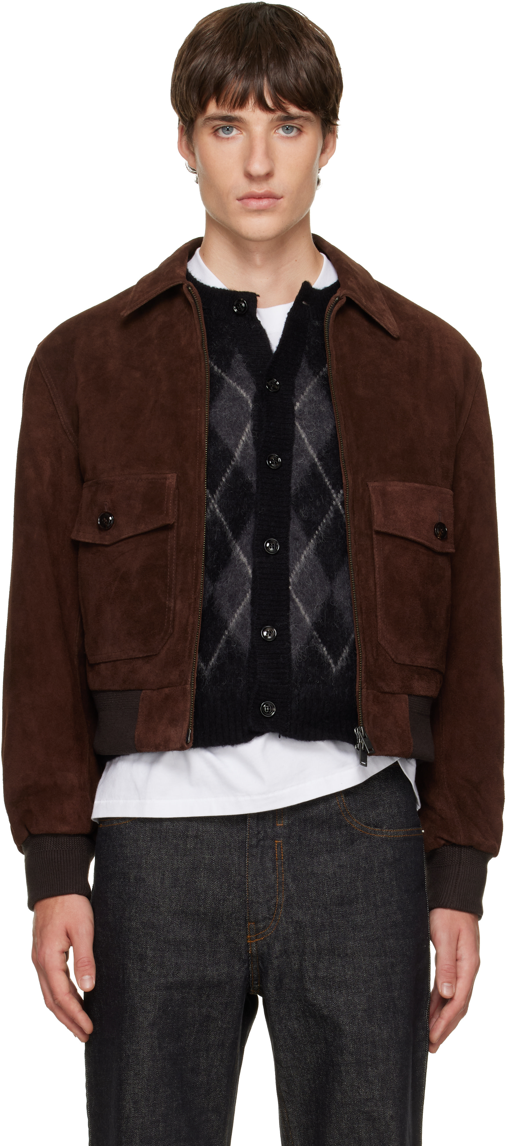 TONYWACK - Brown Split Patch Pocket Suede Jacket
