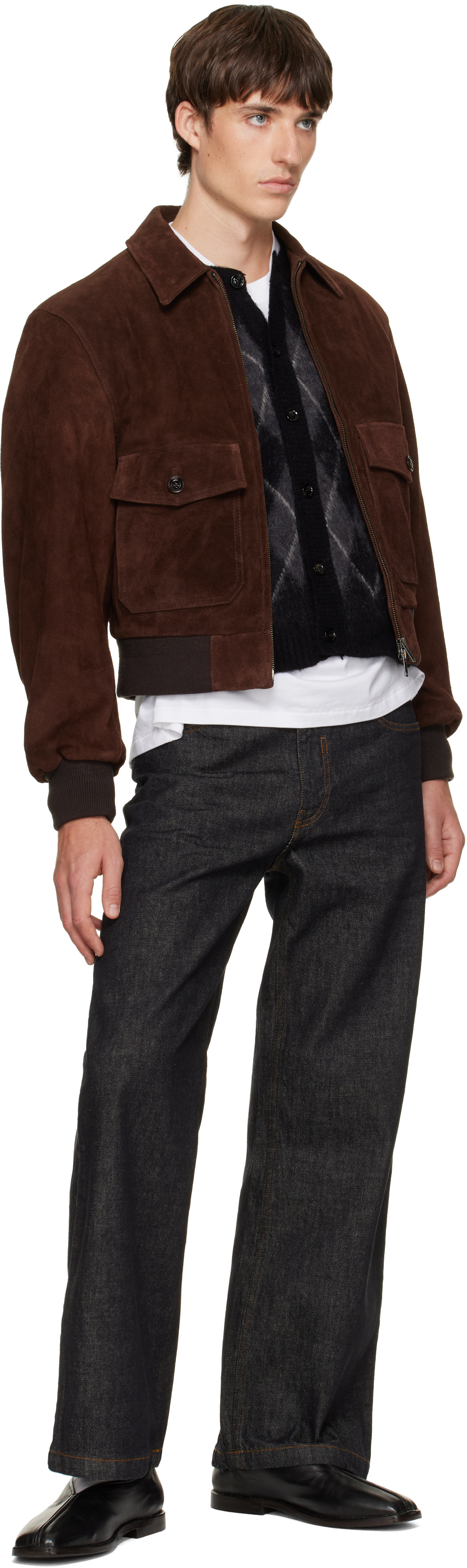 TONYWACK - Brown Split Patch Pocket Suede Jacket