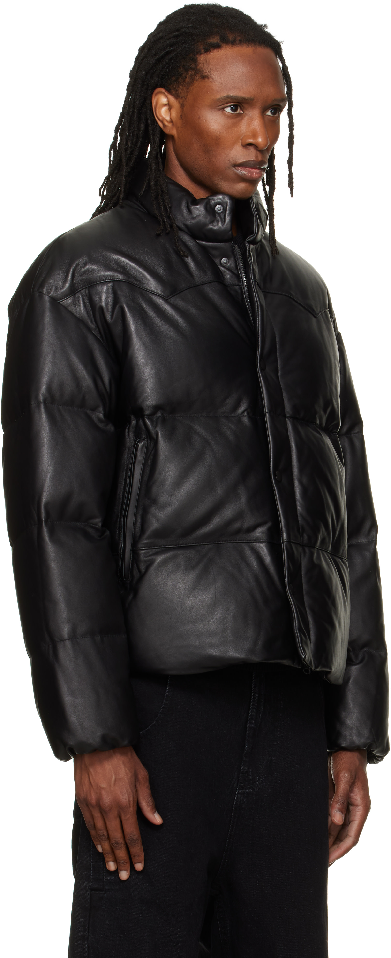 TONYWACK - Black Lamb Leather Down Puffer Jacket
