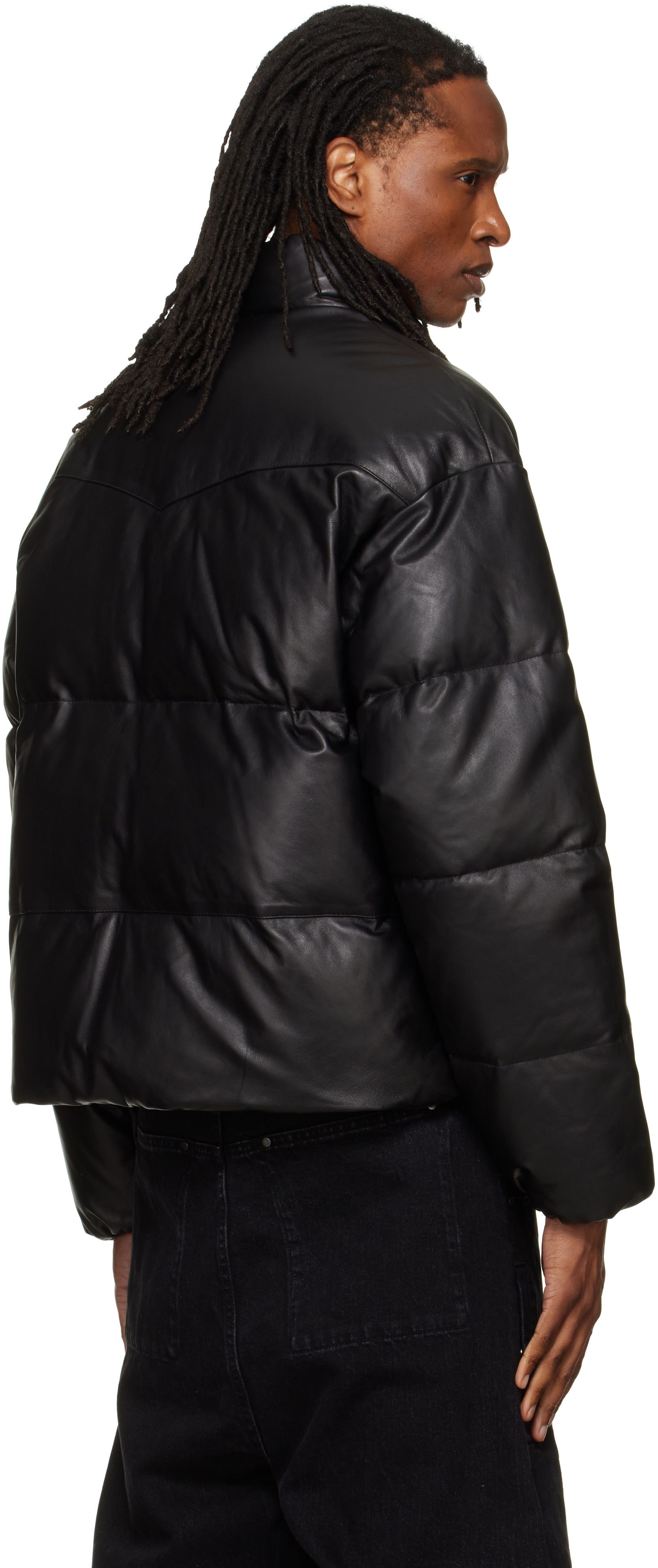 TONYWACK - Black Lamb Leather Down Puffer Jacket