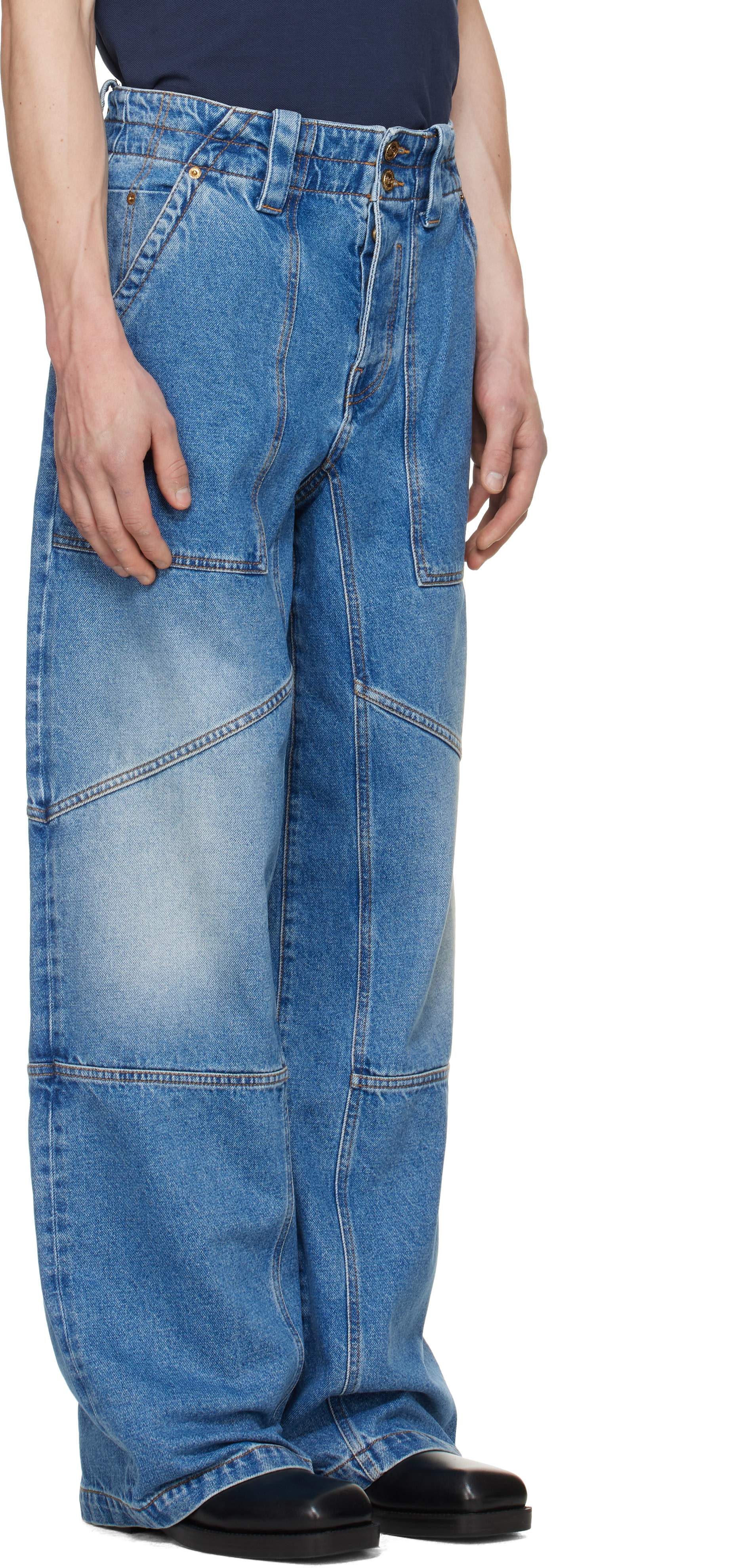 Balmain - Jean menuisier bleu en denim