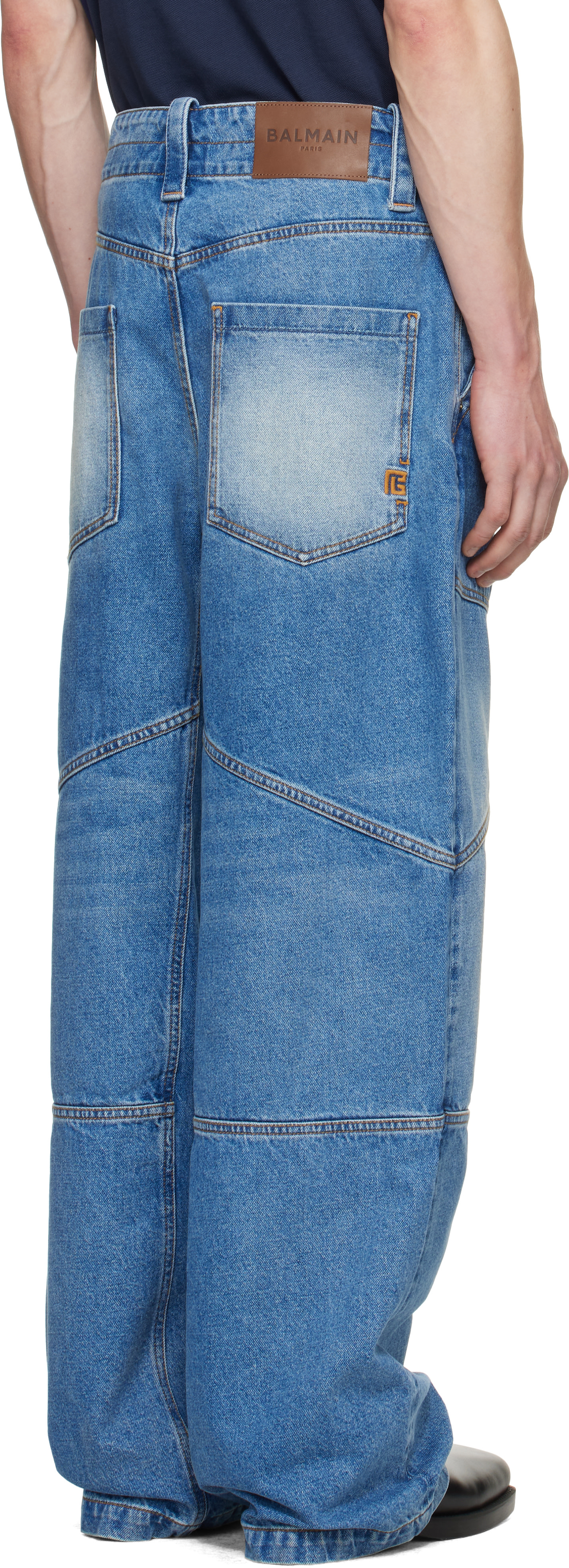 Balmain - Jean menuisier bleu en denim