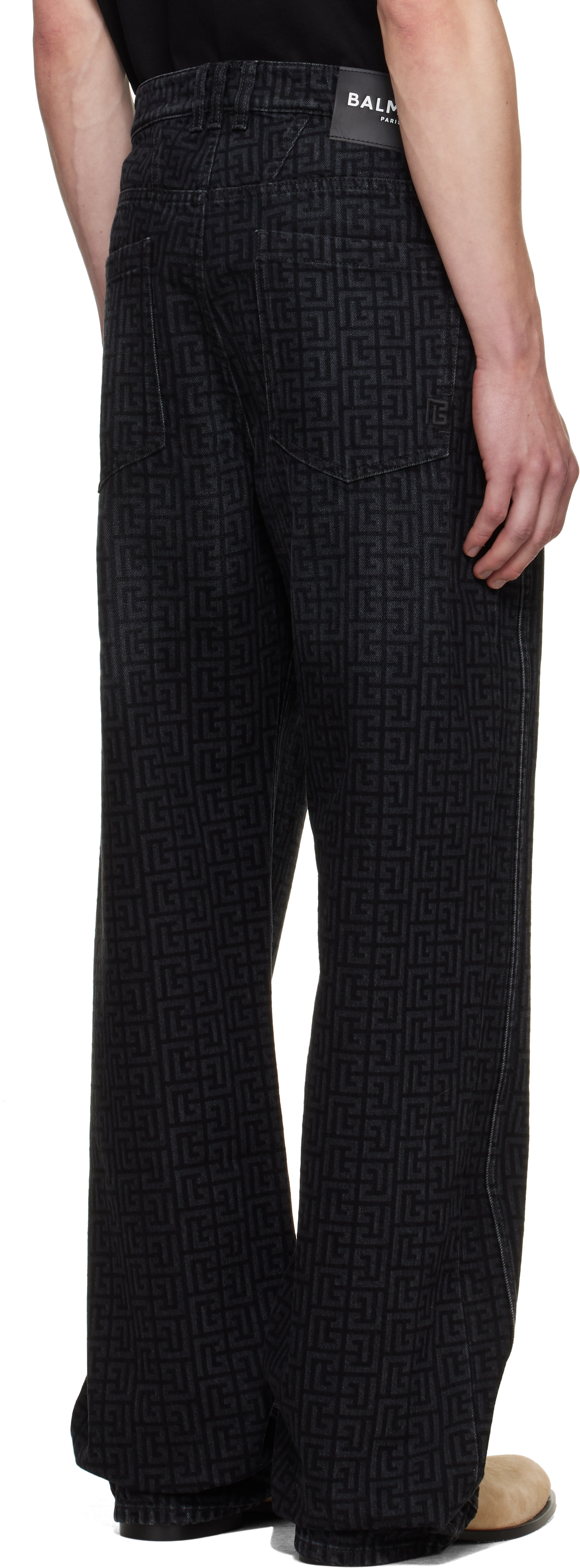 Balmain - Jean décontracté noir à monogramme